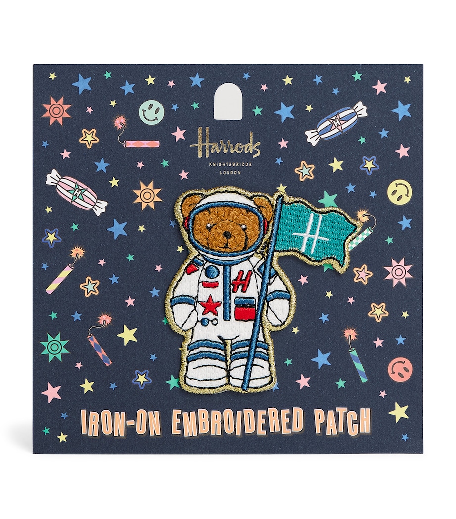 Harrods Pop Rocket Astronaut Bear Iron-On Embroidered Patch Image 1