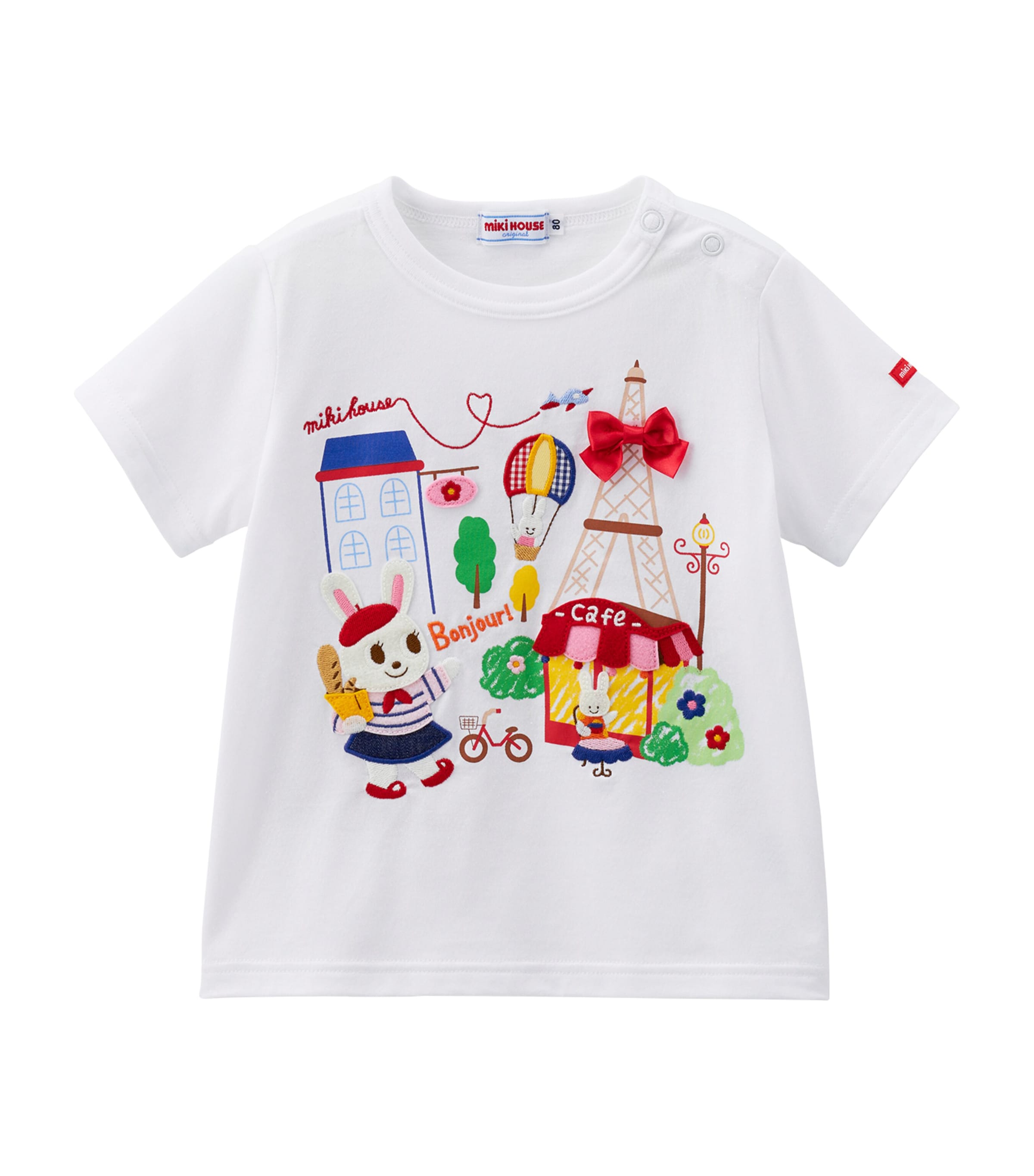 Miki House Kids' Cotton T-shirt In White