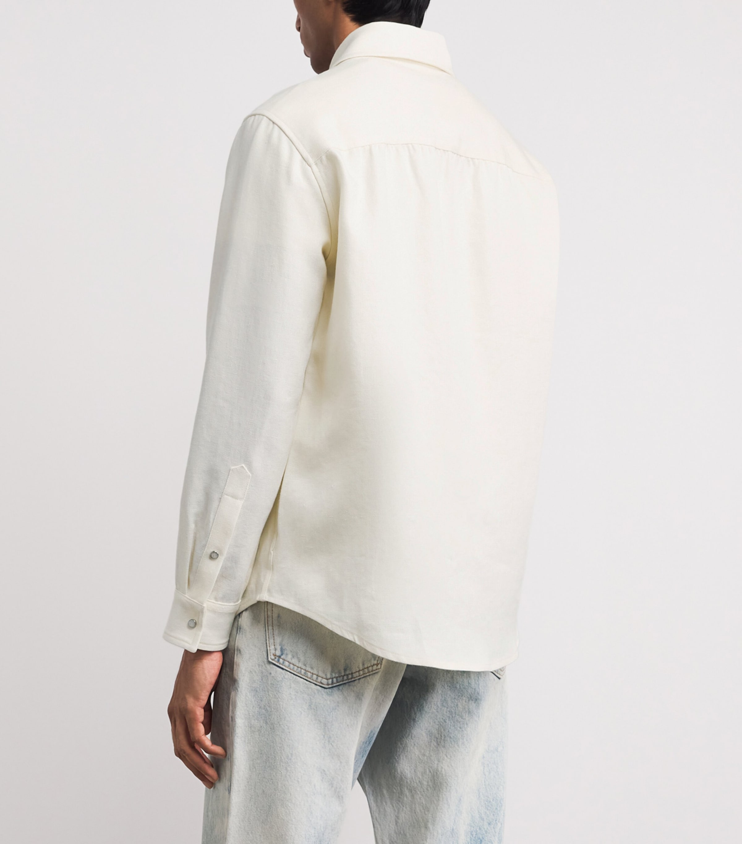 GOD'S TRUE CASHMERE Mens Linen Ivory Shirt Moonstone Image 5