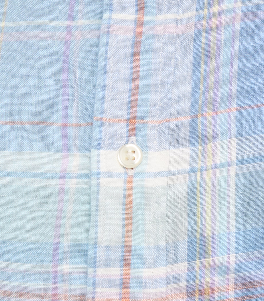 Polo Ralph Lauren Mens Linen Check Shirt Blu Orng Multi Image 6