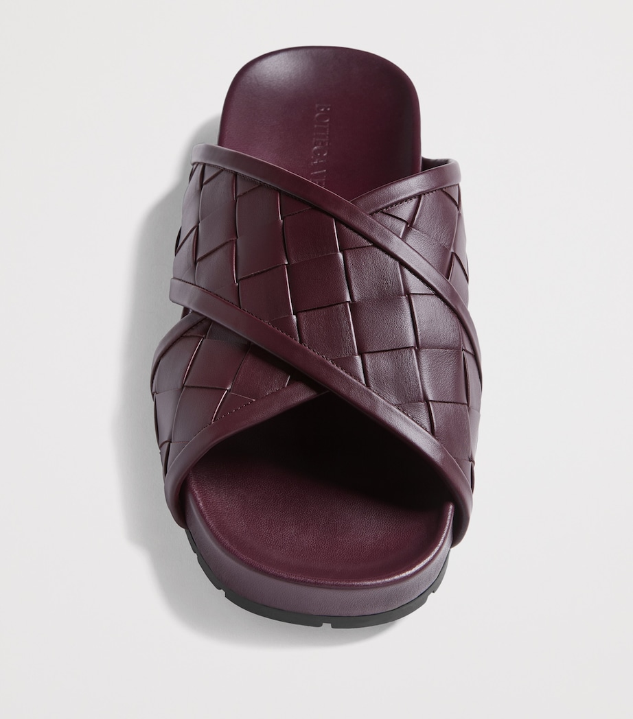 Bottega Veneta Leather Intrecciato Tarik Slides Image 3