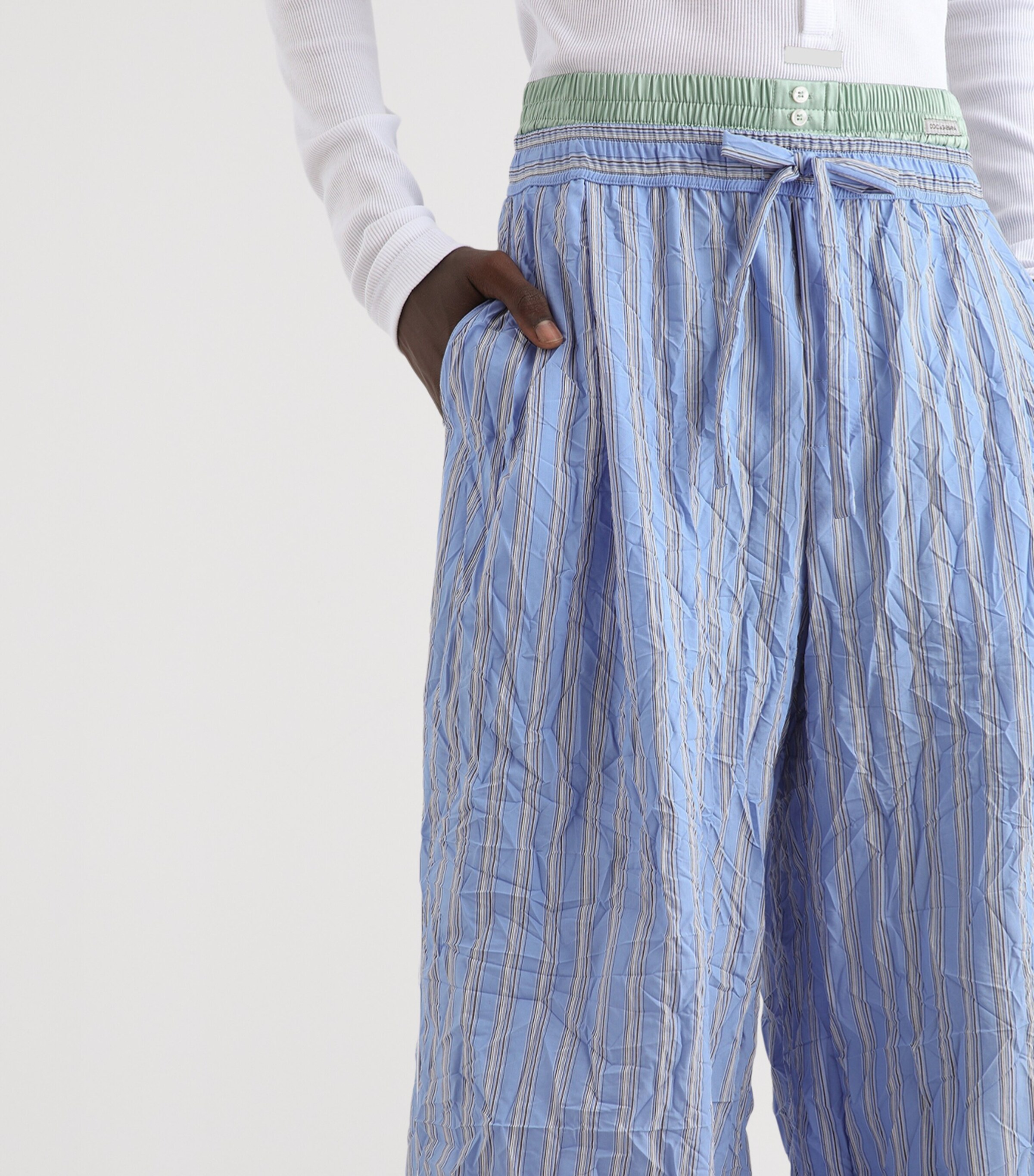 Dolce&Gabbana Mens Striped Crinkle Trousers Stri Image 6