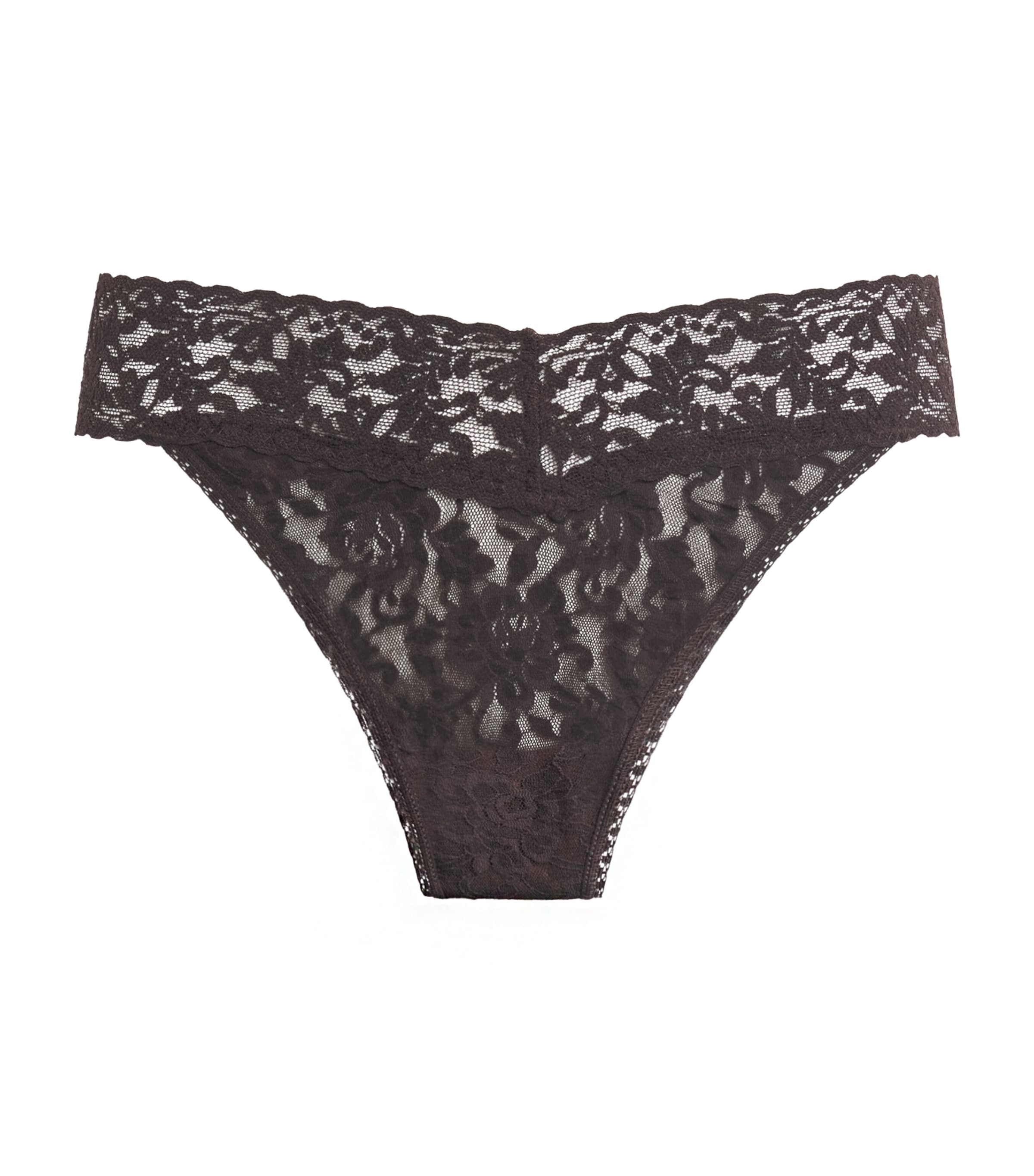 Hanky Panky Original Lace Thong In Brown