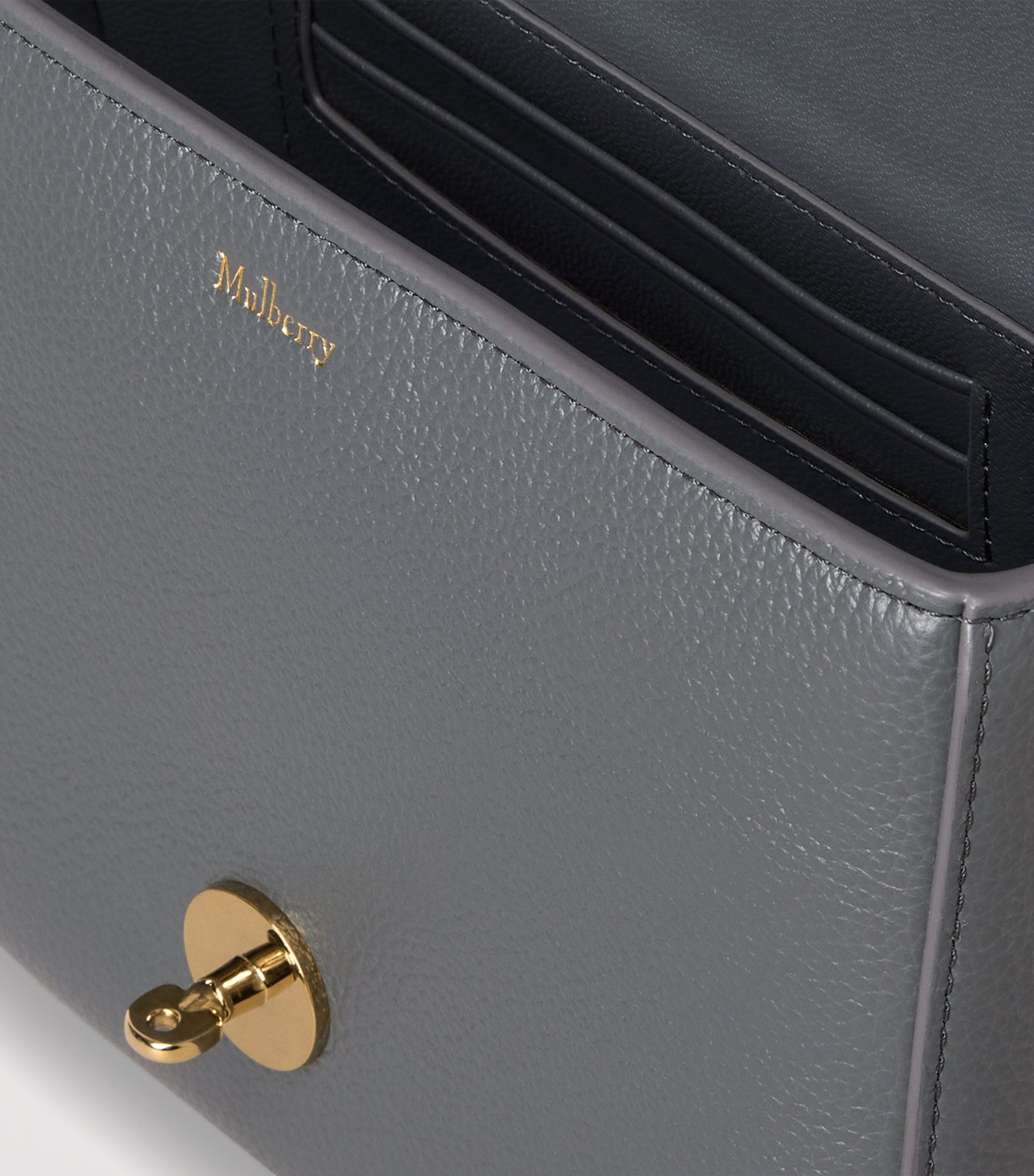 Mulberry Small Leather Darley Shoulder Bag Foggy Grey Image 4