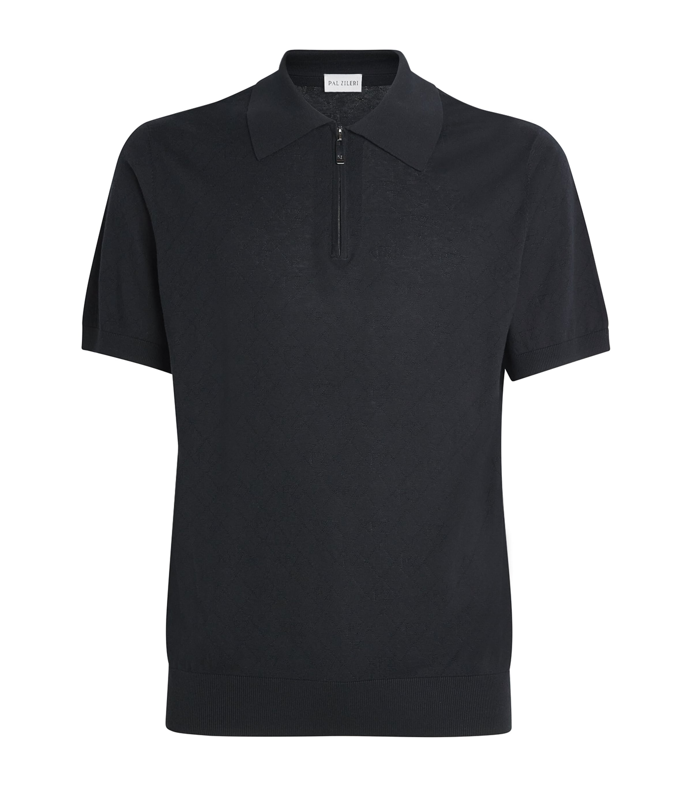 Silk-Cotton Monogram Polo Shirt 20 BLACK Image 1