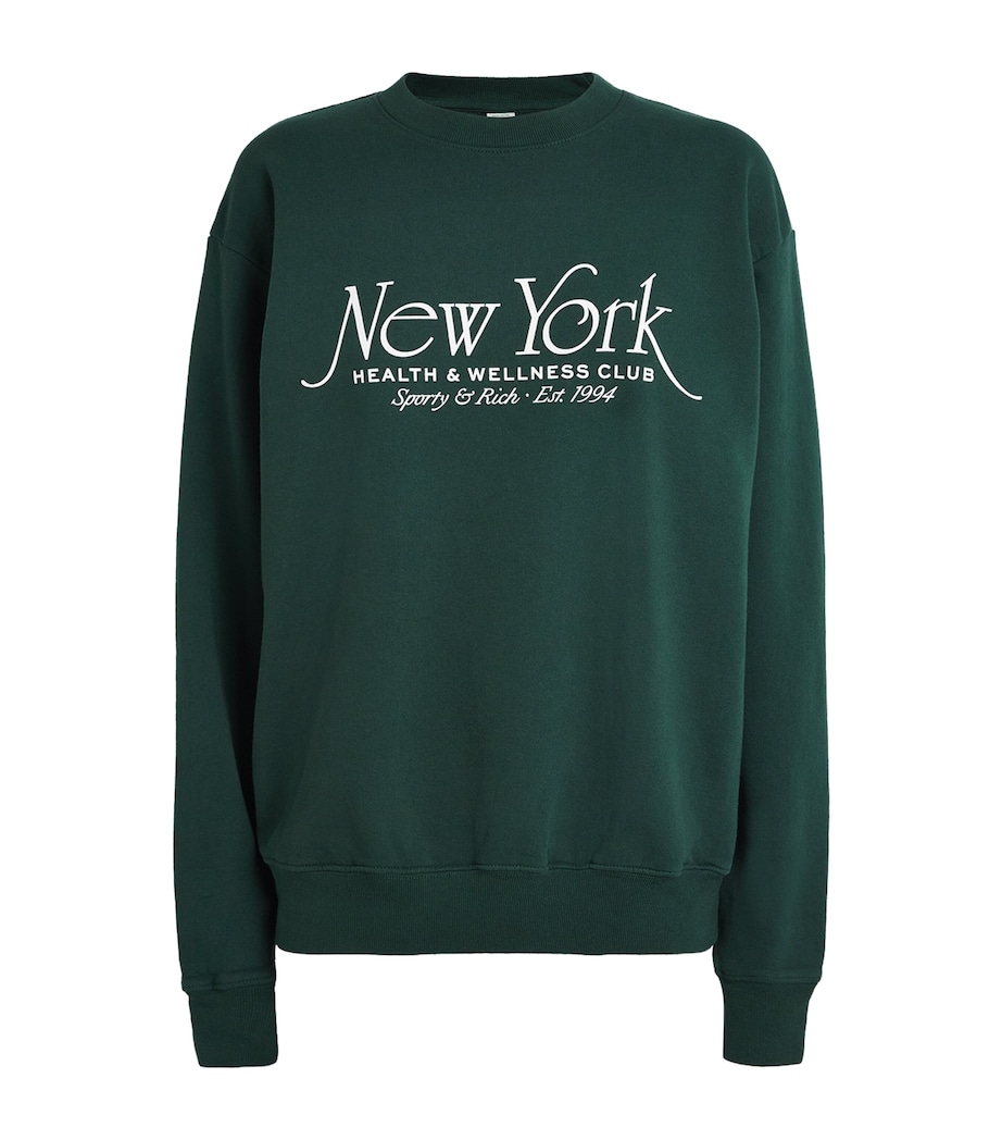 Sporty & Rich Womens Cotton NY 94 Sweatshirt Forest Image 1