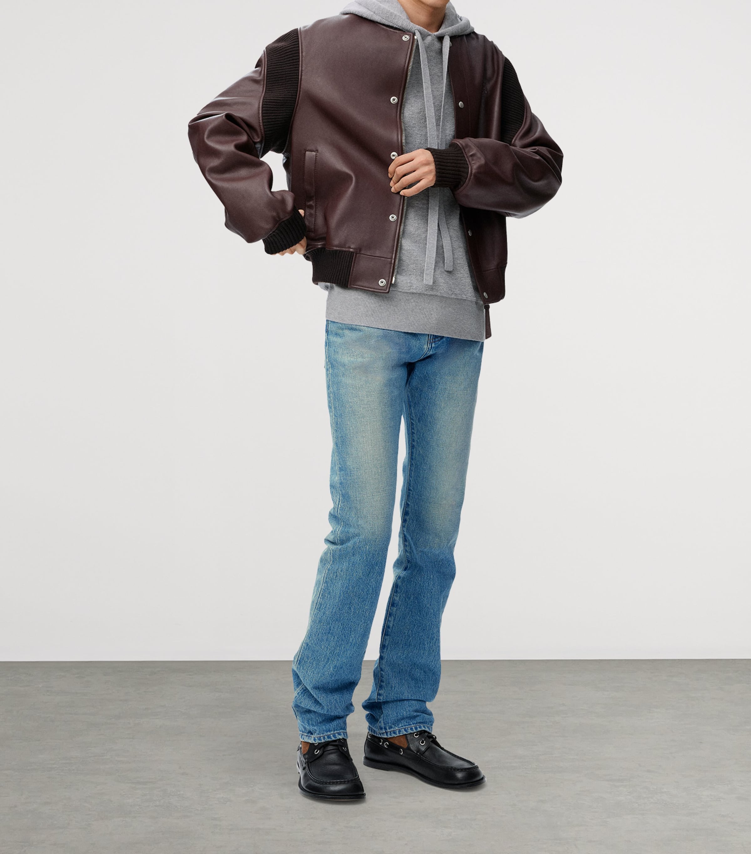 Lamb Skin Bomber Jacket CHOCOLATE BROWN Image 2