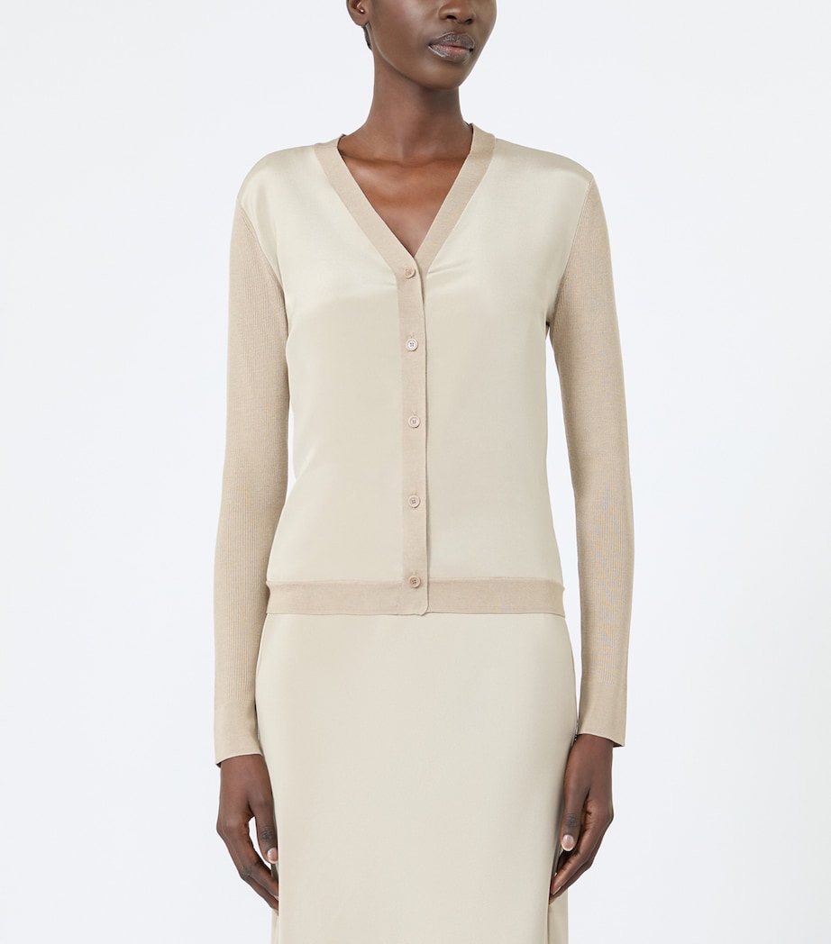 Max Mara Womens Silk-Cashmere Cardigan Stone Image 3