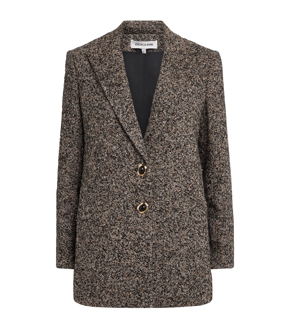 Veronica Beard Womens Tweed Maci Dickey Blazer Black Melange Image 1