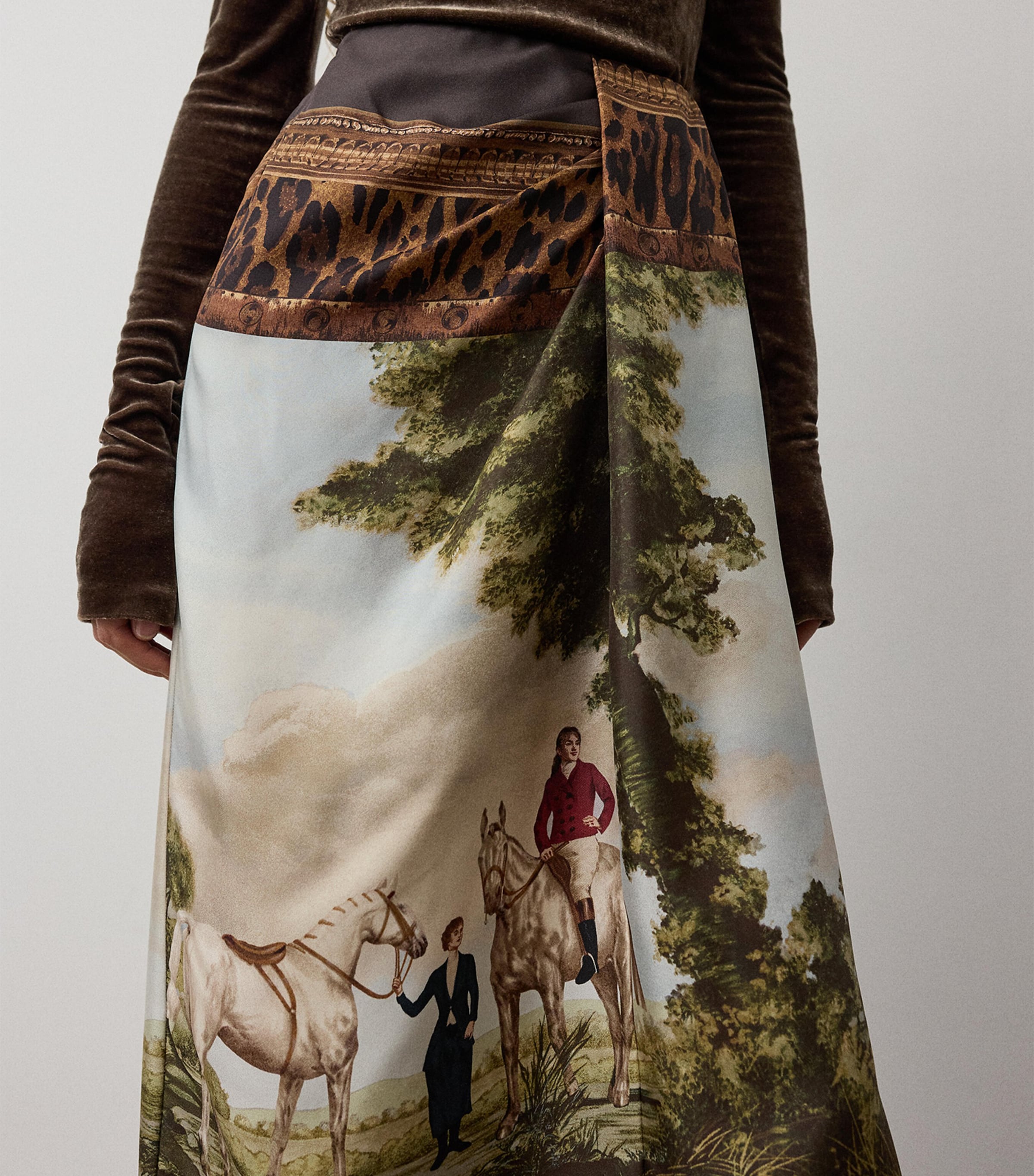 Ralph Lauren Collection Womens Silk Debbie Midi Skirt Tan Multi Image 4