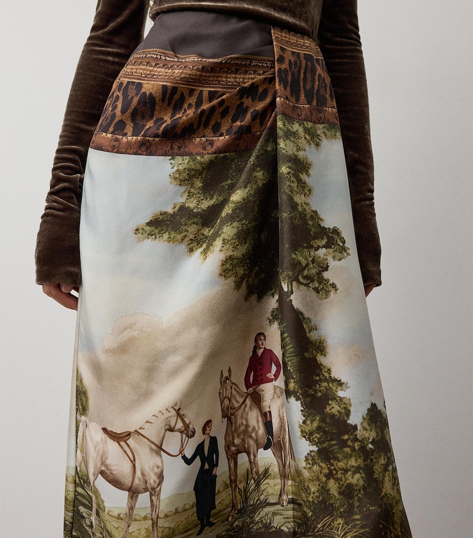 Ralph Lauren Collection Womens Silk Debbie Midi Skirt Tan Multi Image 4