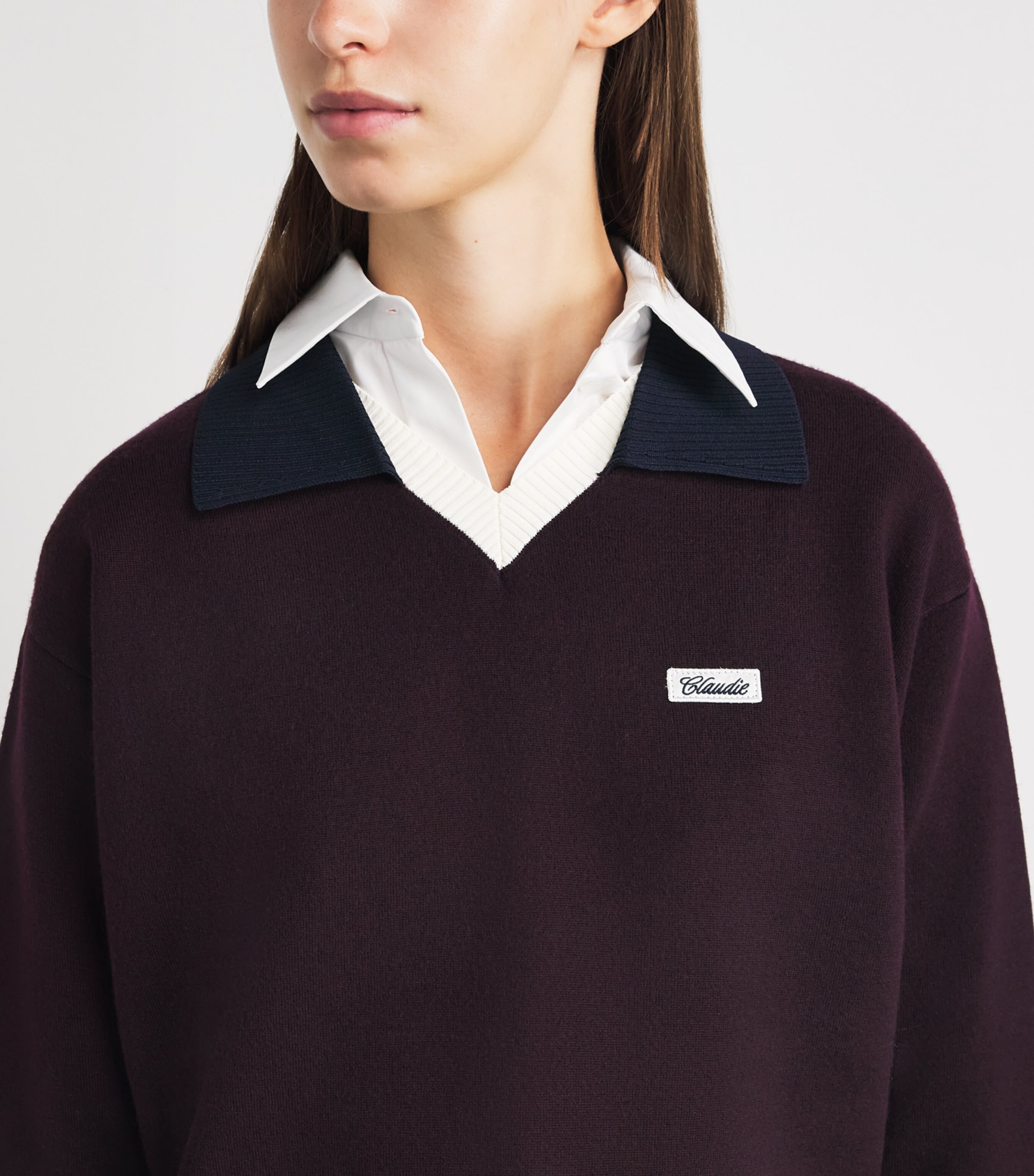 Claudie Pierlot Womens Wool-Blend Polo Sweater Multicolored Image 3