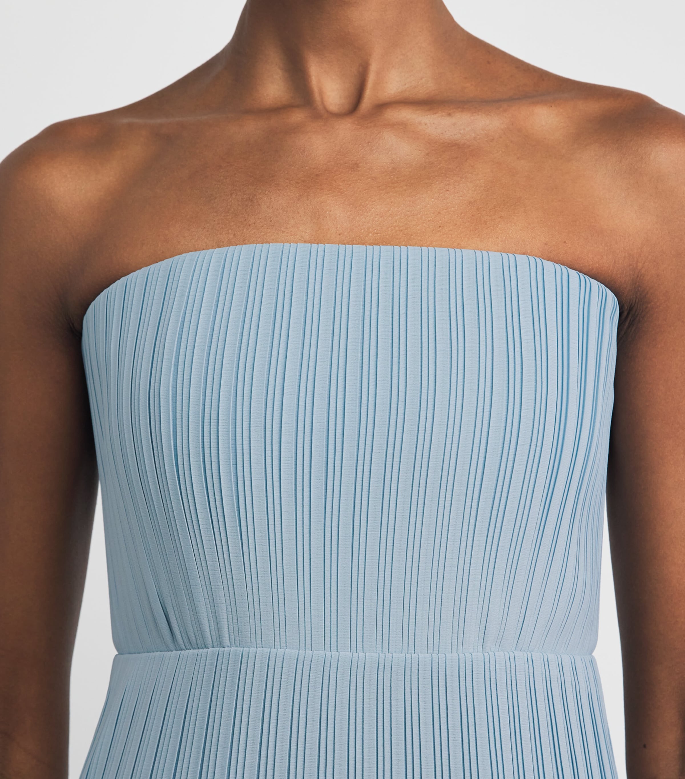 Solace London Womens Pleated Harlee Strapless Gown Soft Blue Image 3