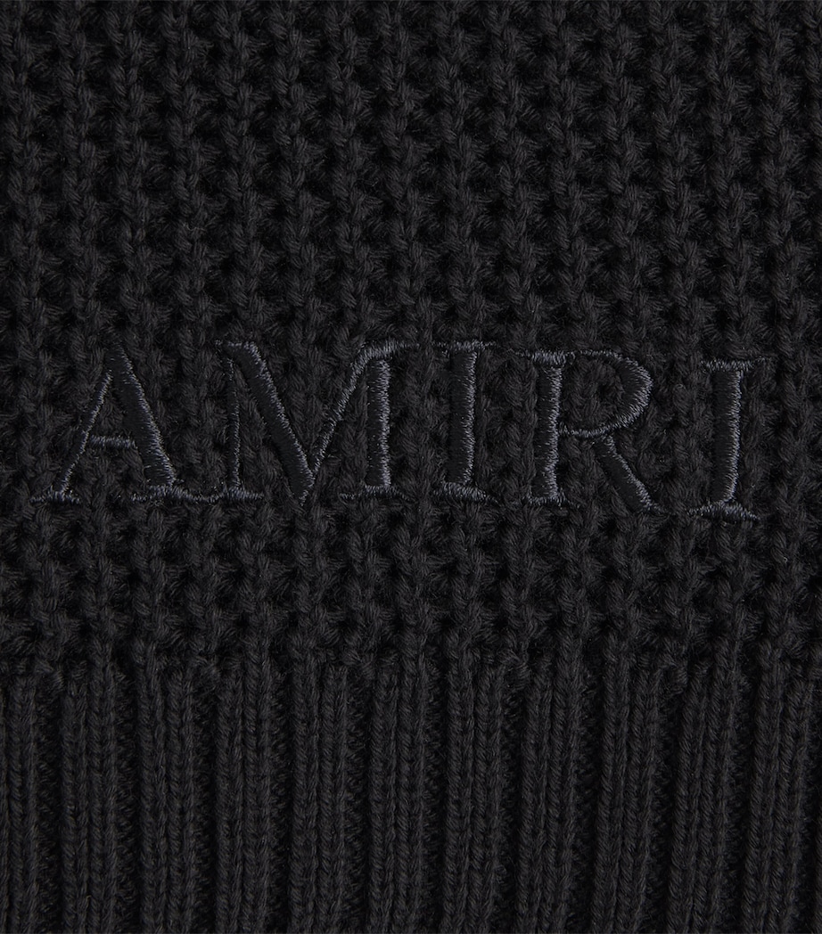 AMIRI Mens Cotton Crochet Mesh Shorts Black Image 6