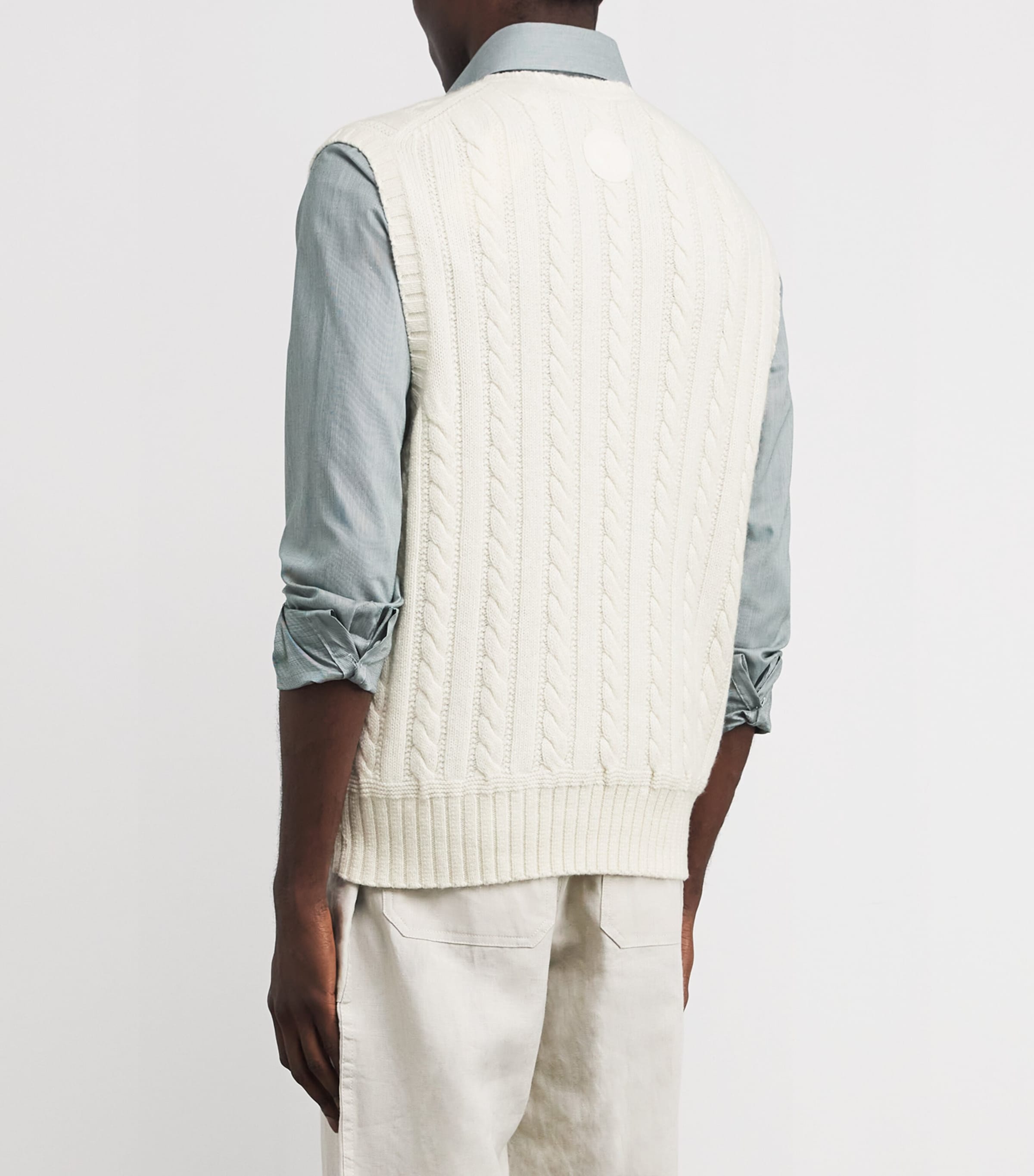 x Wimbledon Cashmere-Cotton-Linen Sweater Vest WHITE COMBO Image 4