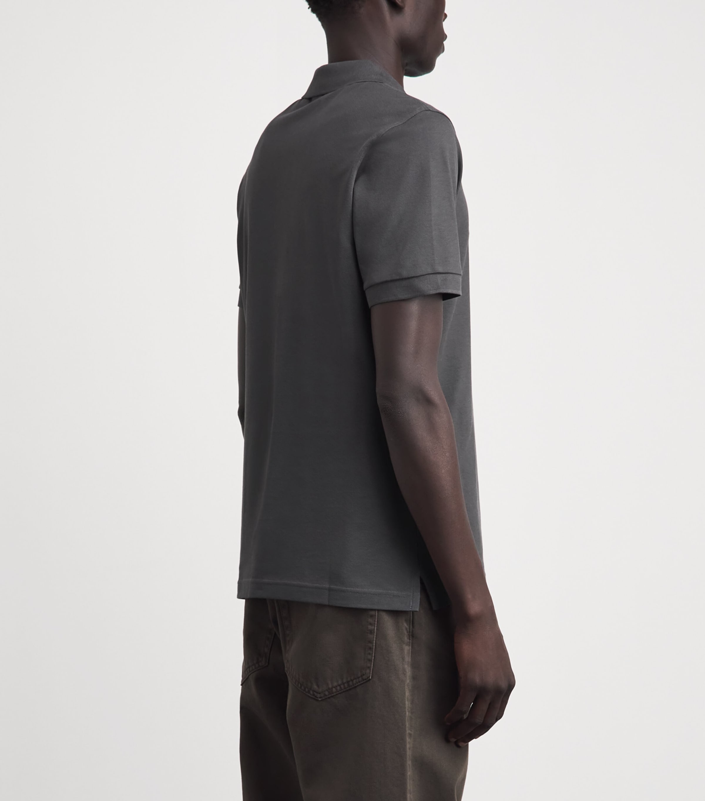 Sunspel Mens Supima Cotton Polo Shirt Anthracite Image 5