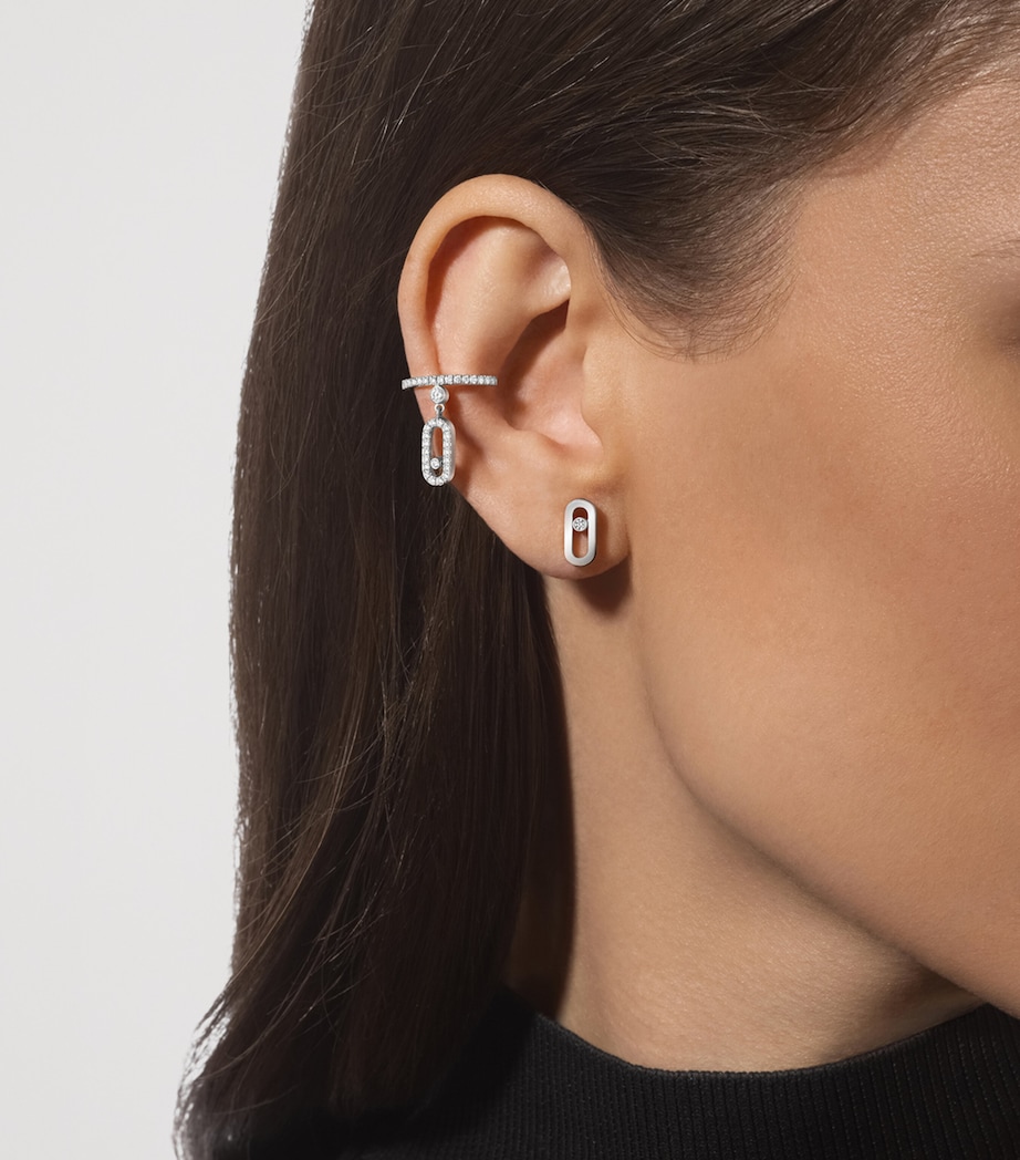 Messika Move Uno White Gold and Diamond Stud Earrings White Gold Image 2