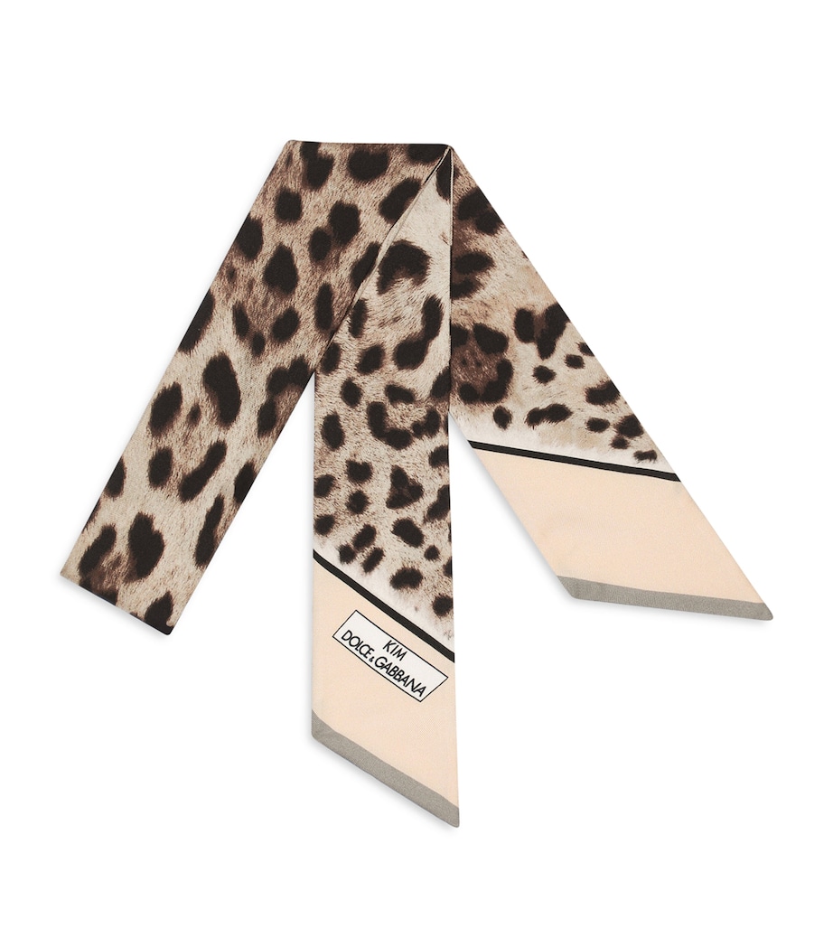 KIM DOLCE&GABBANA Leopard Print Twill Headscarf H213M-LEO BORDO NUDO Image 3