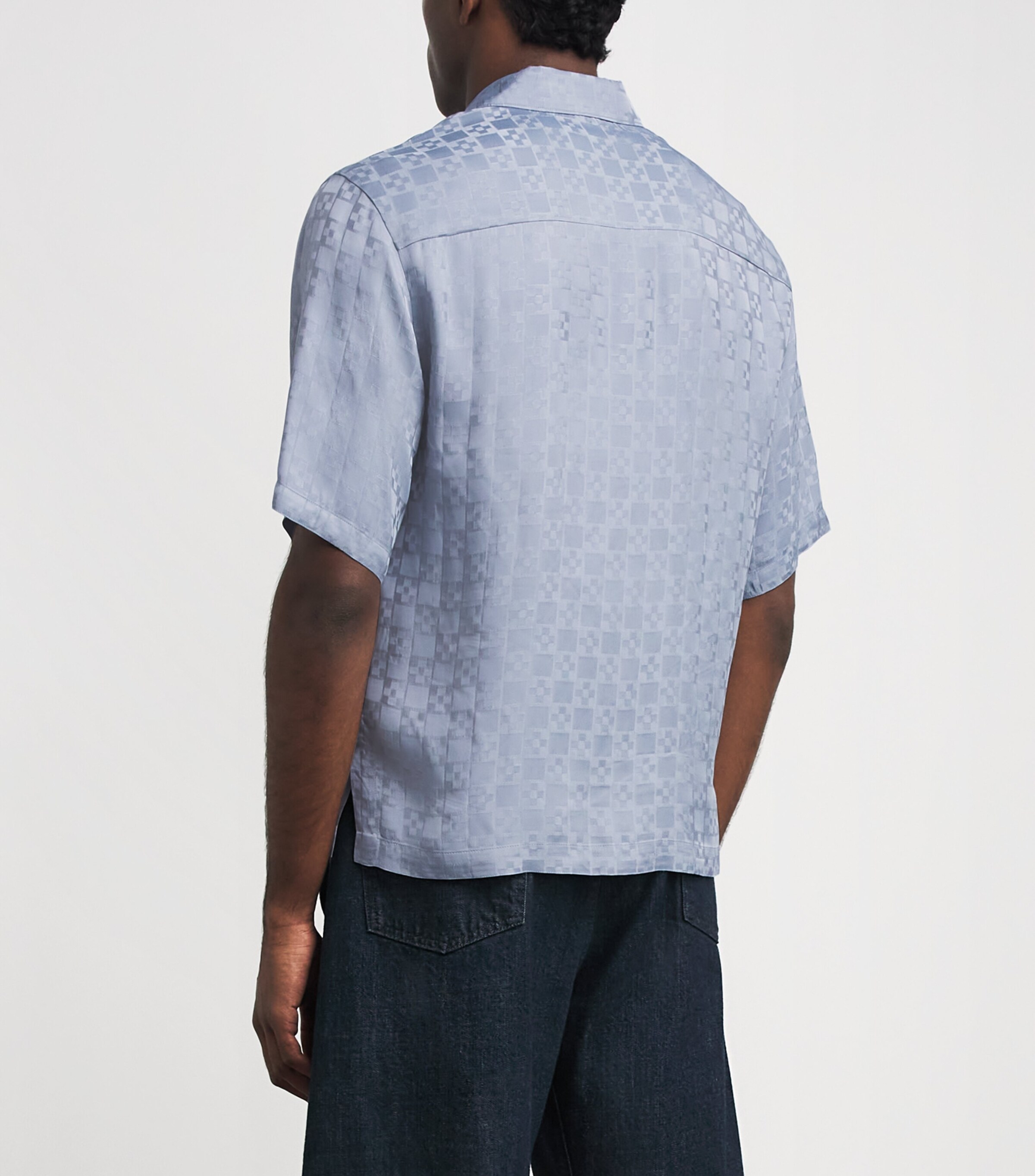 Sandro Paris Mens Jacquard Cross Short-Sleeve Shirt Blue Image 5