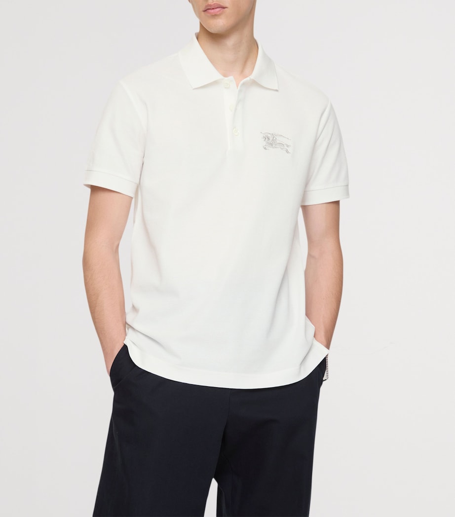 Embroidered Metallic EKD Polo Shirt CHALK Image 2