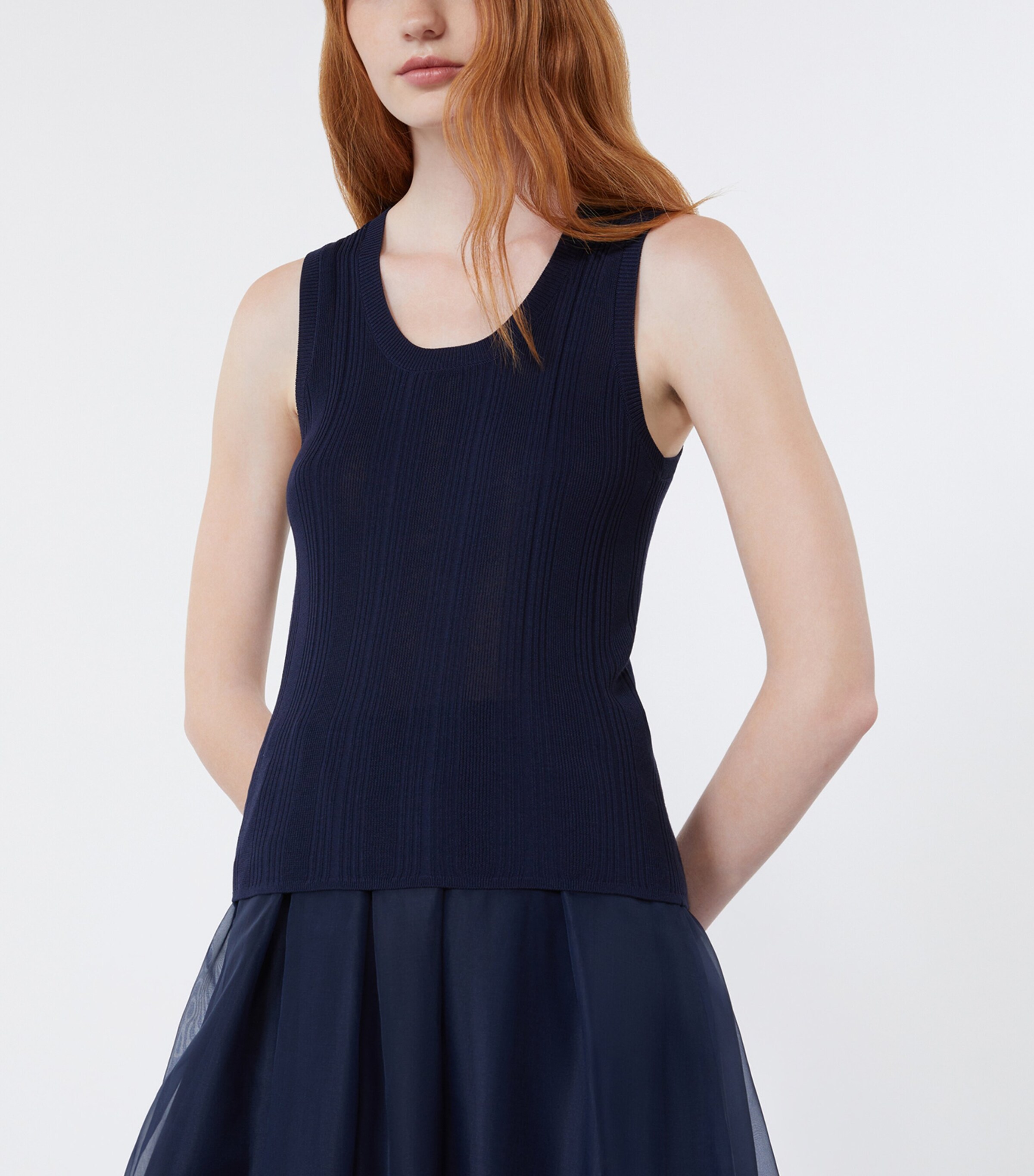 Weekend Max Mara Womens Rib-Knit Tank Top Navy Image 5