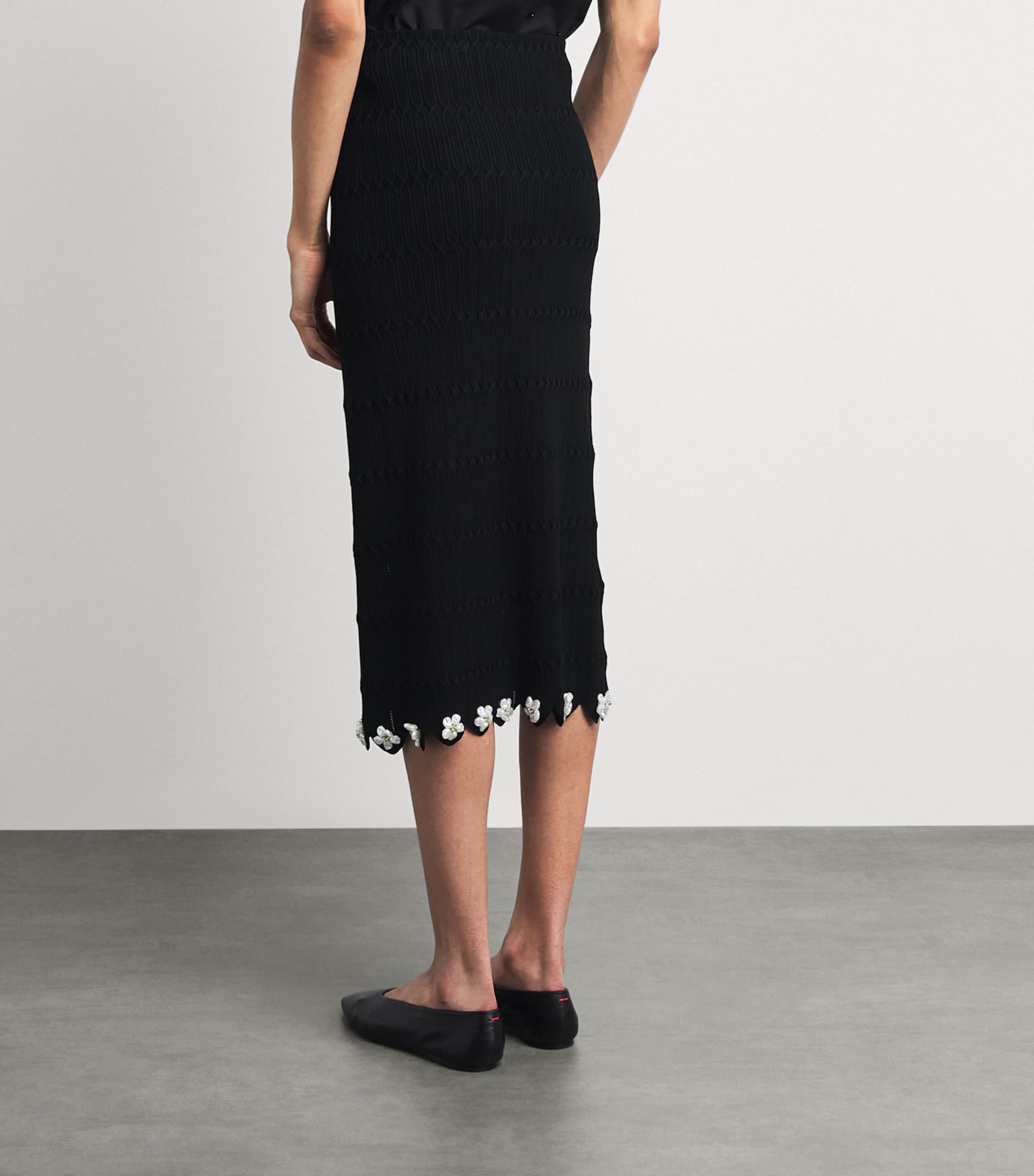 Maje Womens Knitted Embellished Midi Skirt Black Image 5