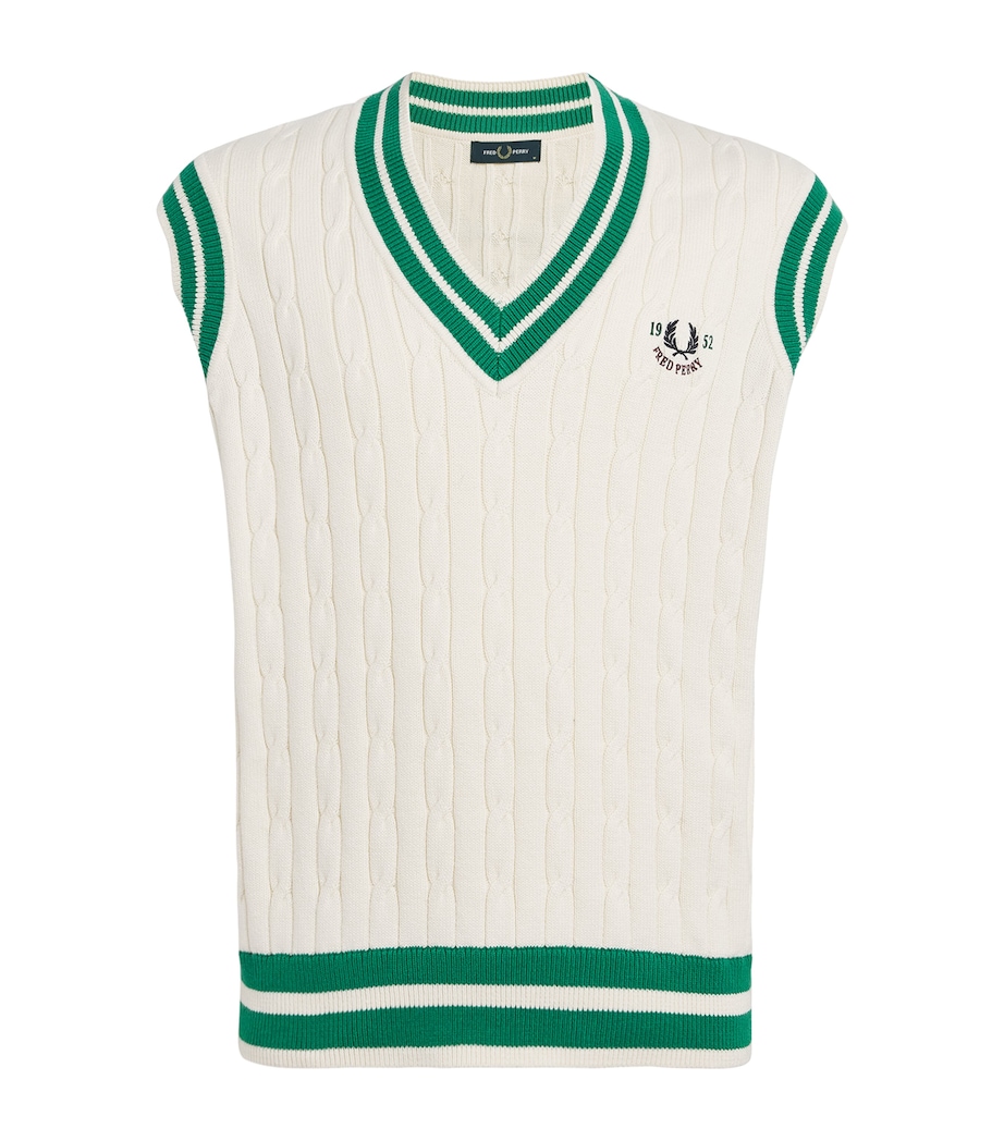 Cotton-Blend Cable-Knit Sweater Vest 560-ECRU Image 1