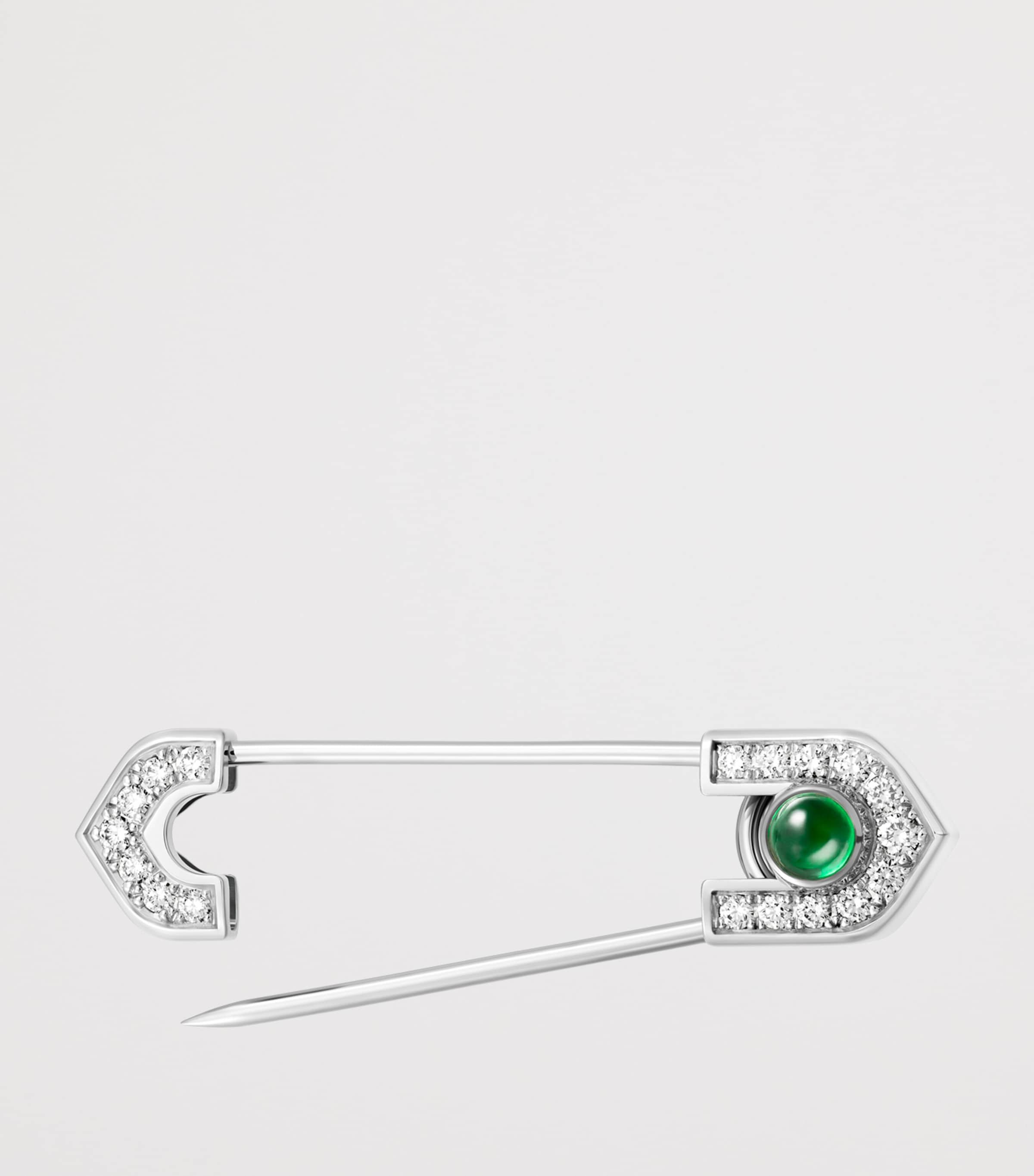 White Gold, Diamond and Emerald C de Cartier Tie Pin WHITE GOLD Image 4
