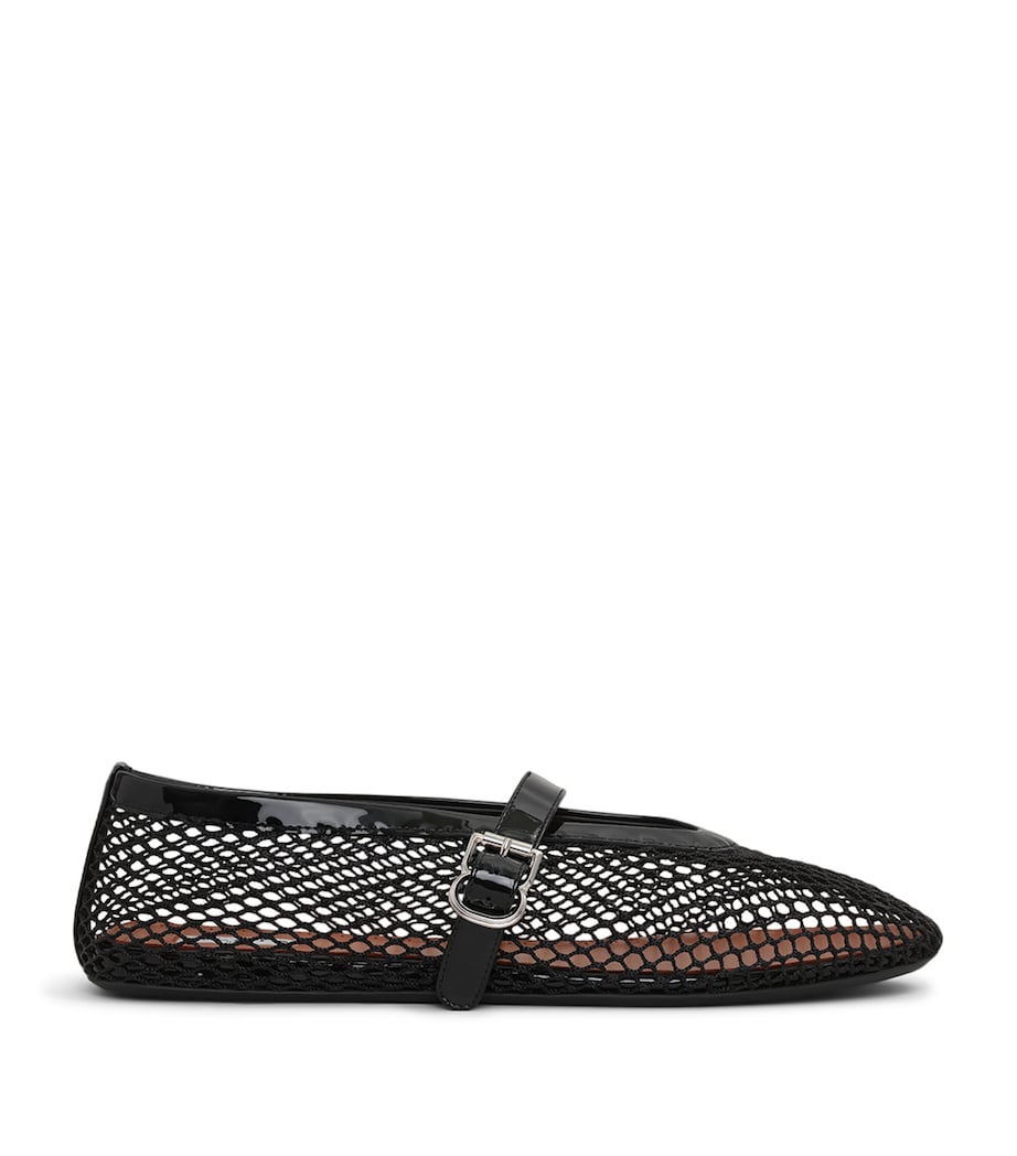 Alaïa Patent Leather-Trim Fishnet Ballet Flats Noir Image 1