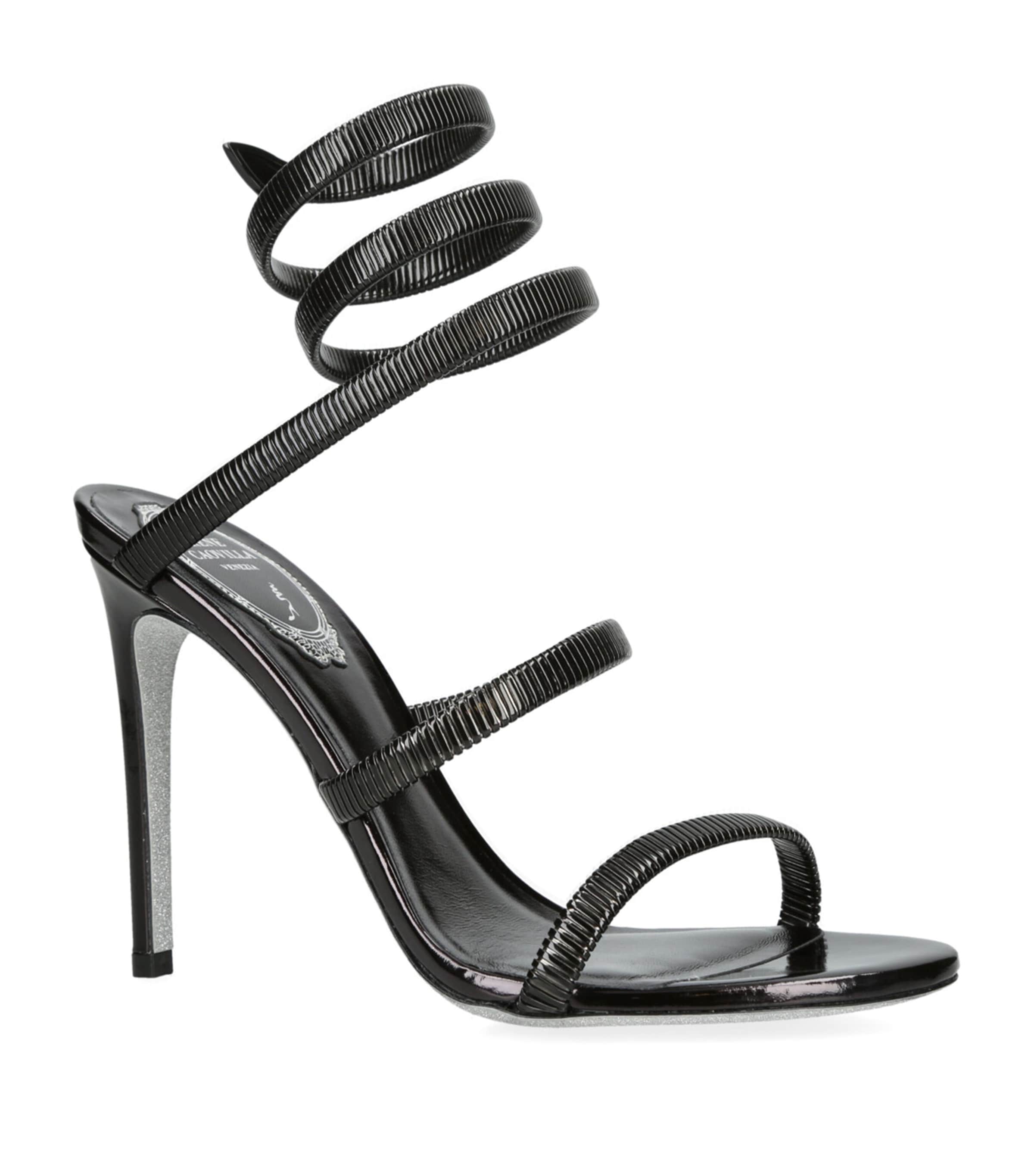 René Caovilla Suede Juniper Sandals 105 Black Image 3