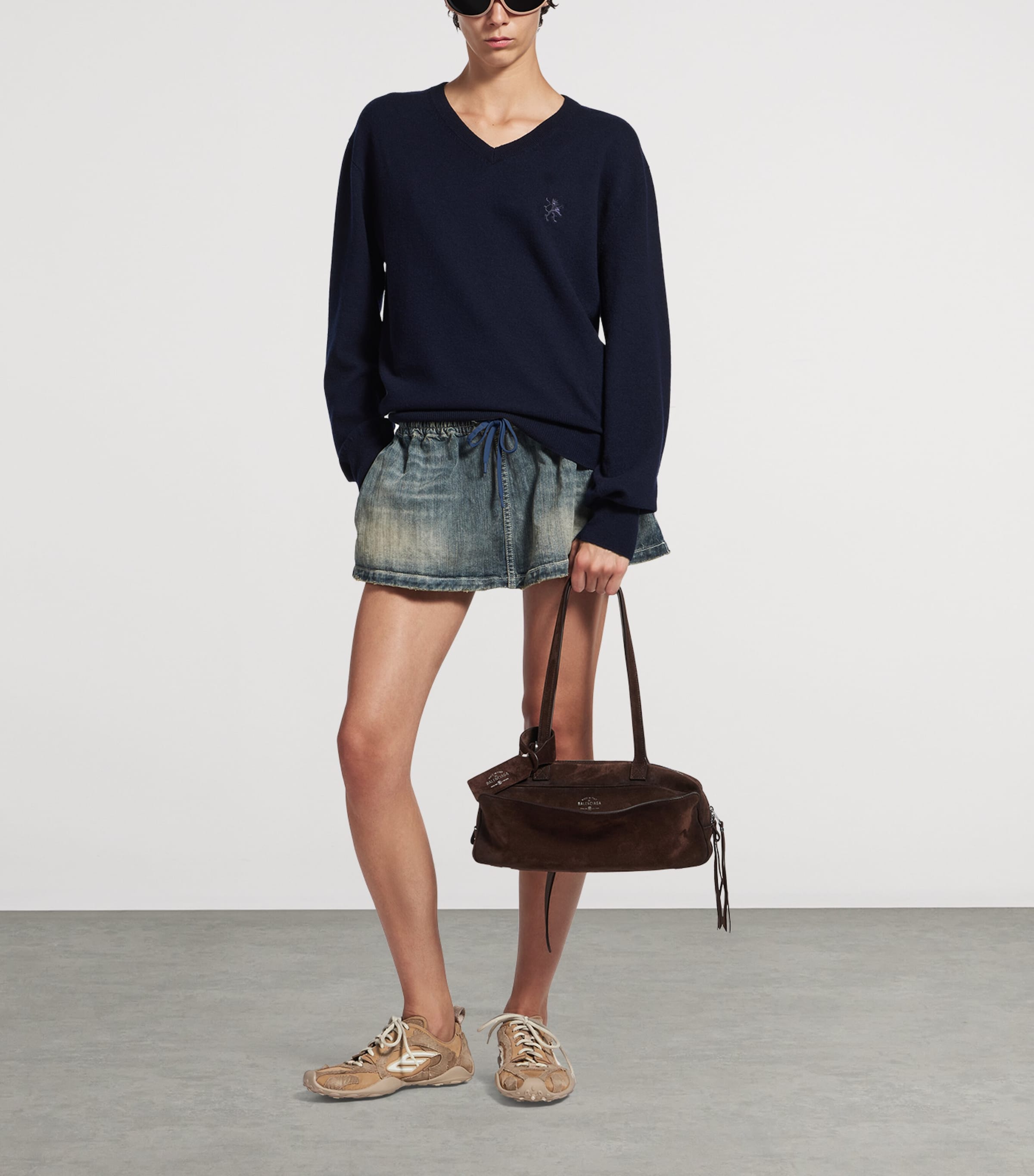 Small Leather Carrie Bowling Top-Handle Bag 2308 Image 6