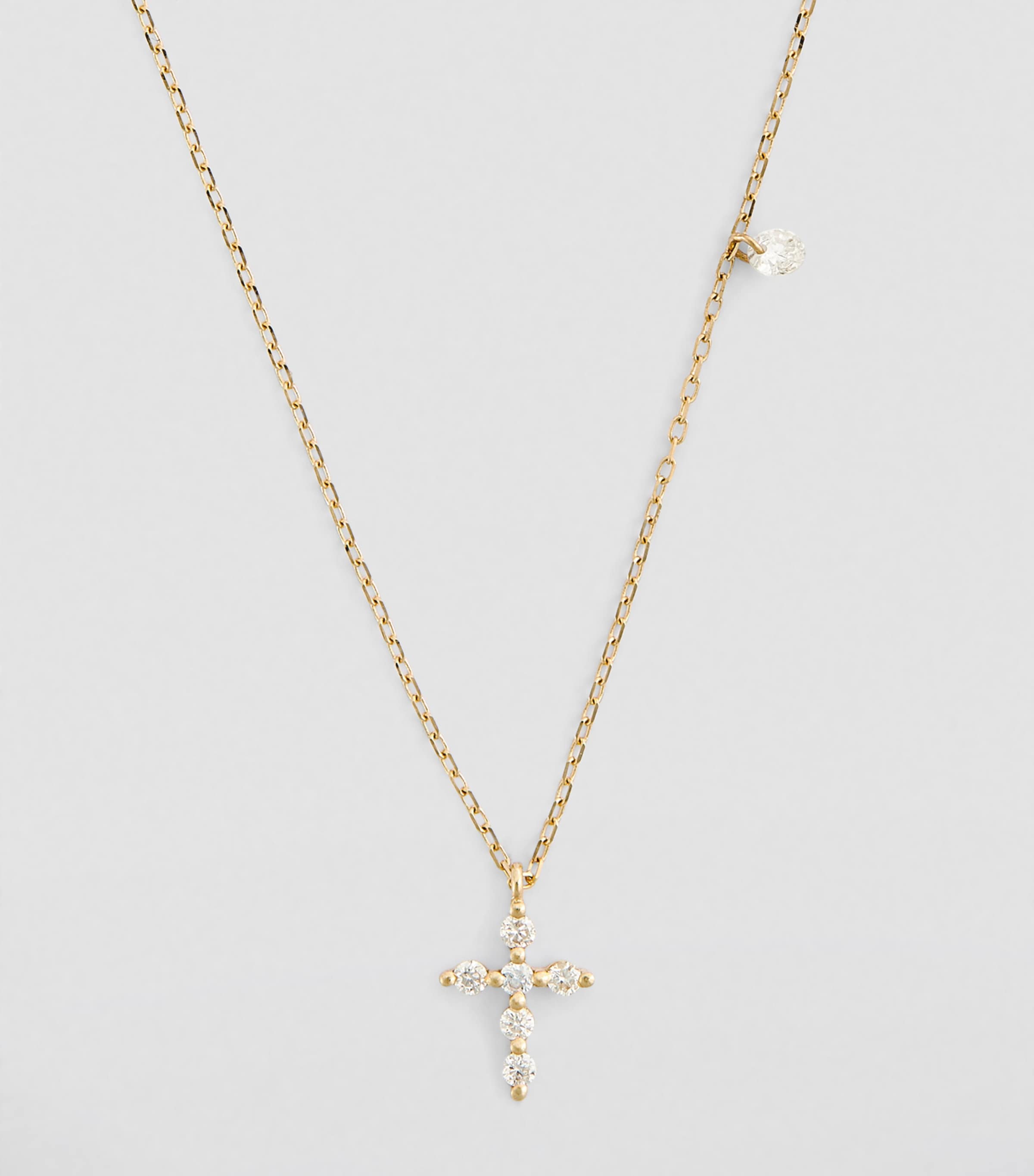 Yellow Gold and Diamond Symbols Cross Necklace YELLOW GOLD Image 2