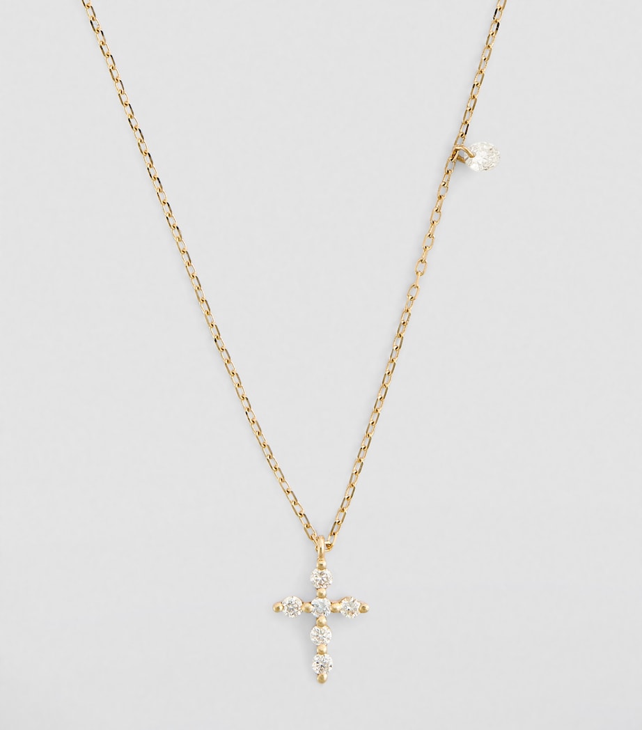 Yellow Gold and Diamond Symbols Cross Necklace YELLOW GOLD Image 2