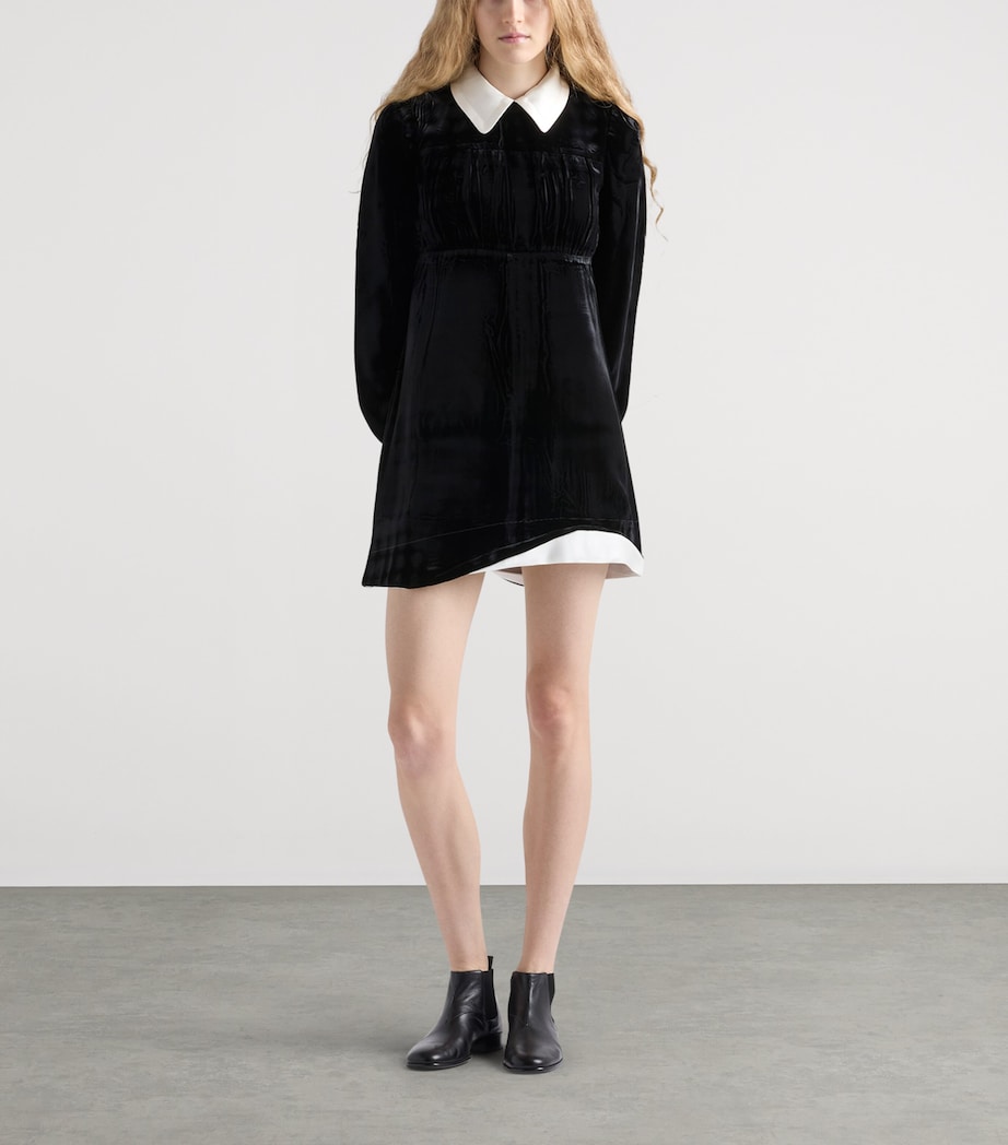 Velvet Asymmetric-Hem Mini Dress F0002 Image 2