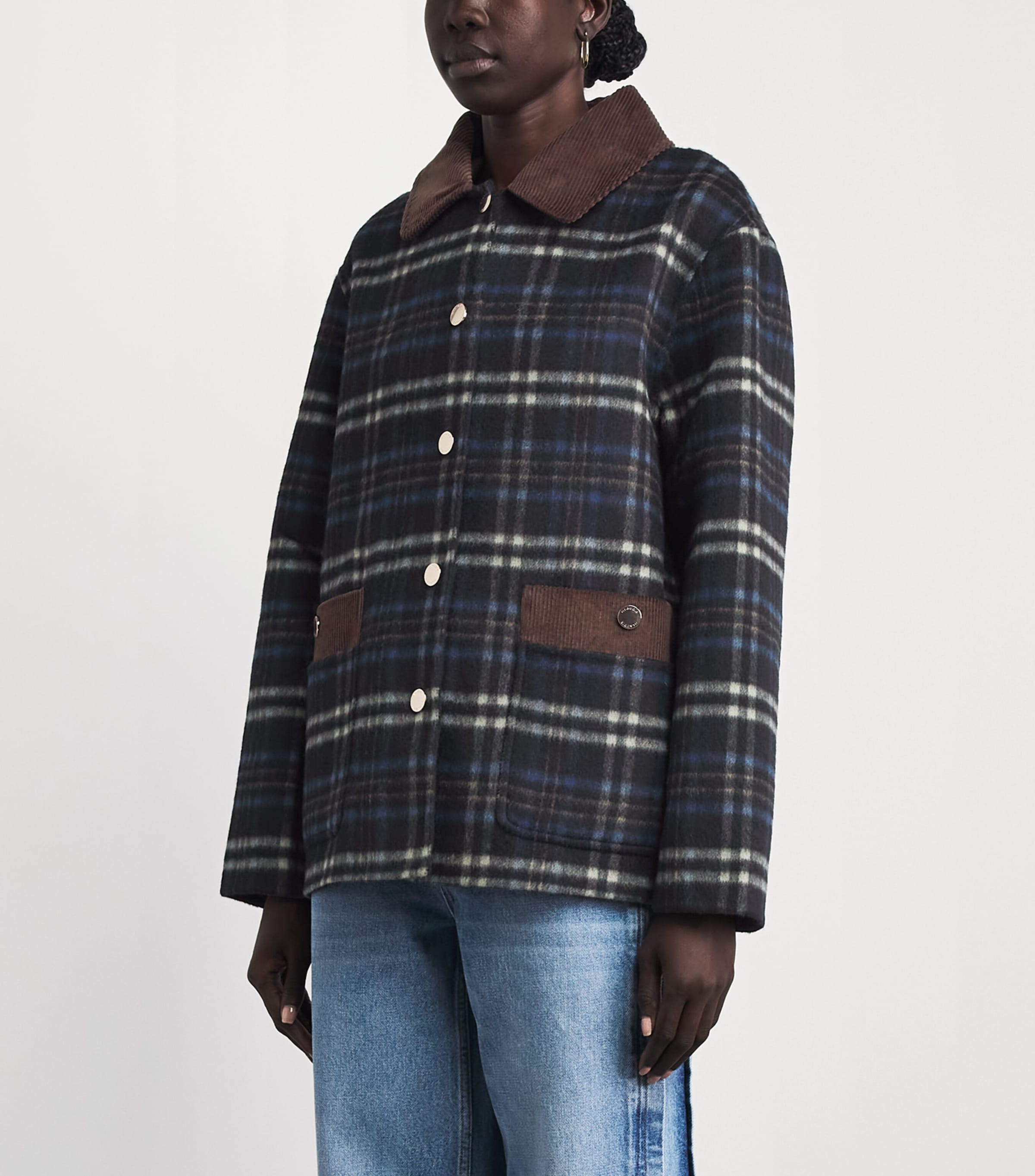 Claudie Pierlot Womens Wool-Blend Check Jacket Multicolored Image 4