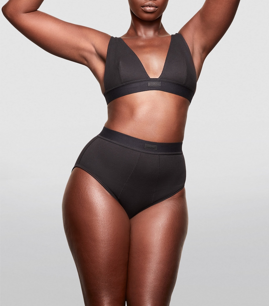 Cotton-Blend Plunge Bralette SOOT Image 2