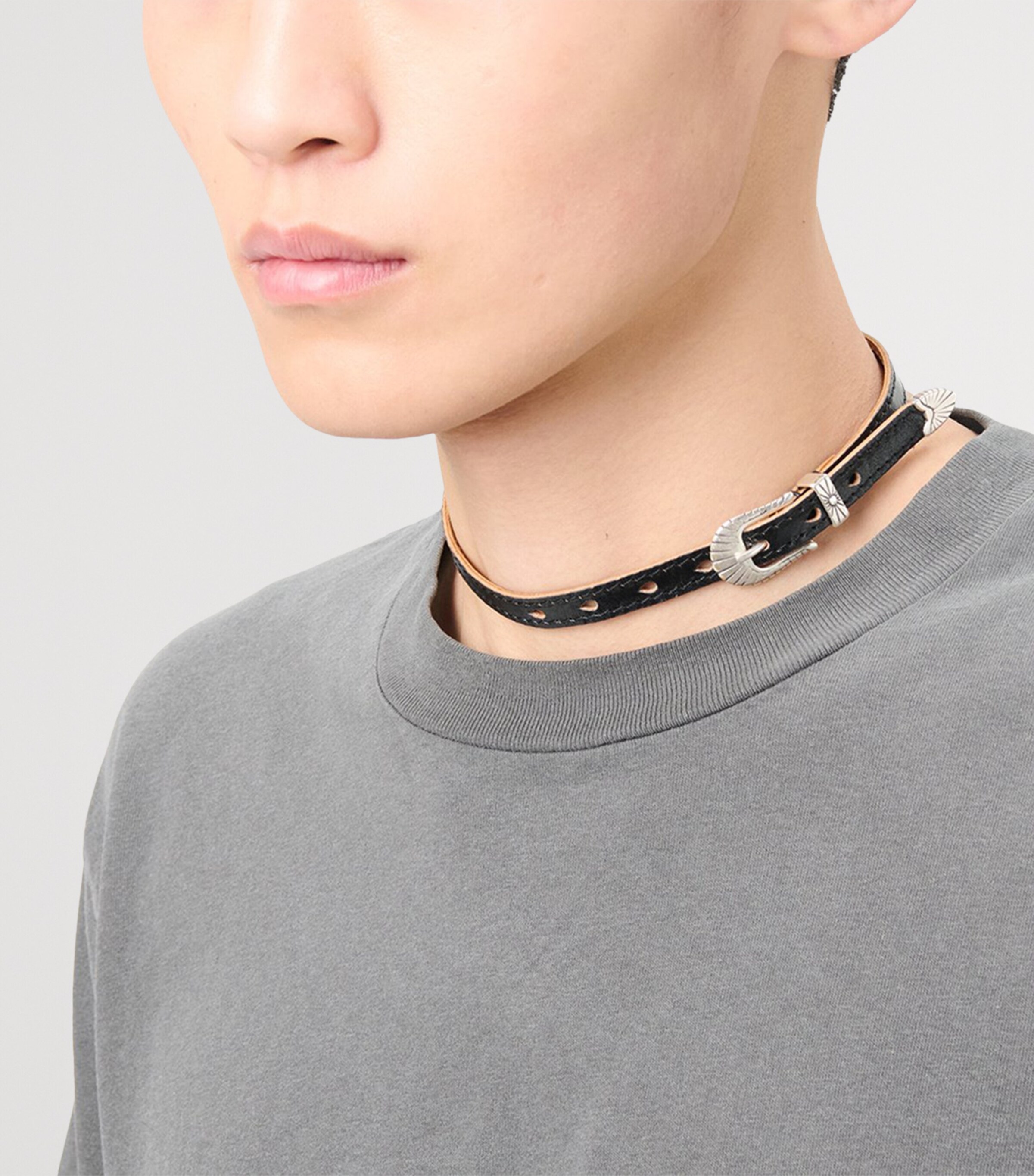 Leather Wrap-Around Cowboy Necklace DEEP BLACK LEATHER Image 4