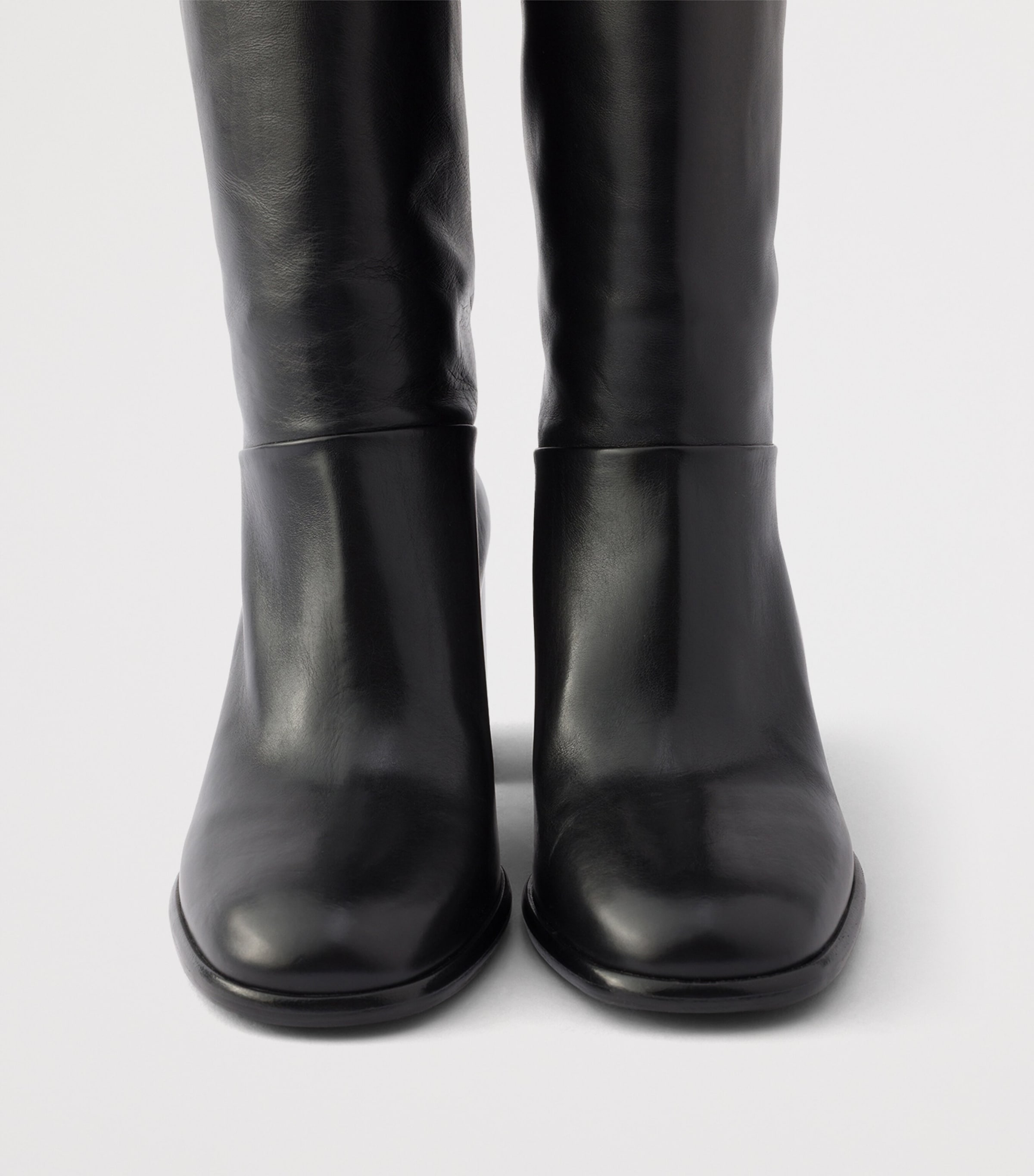 Prada Leather Heeled Knee-High Boots Black Image 5