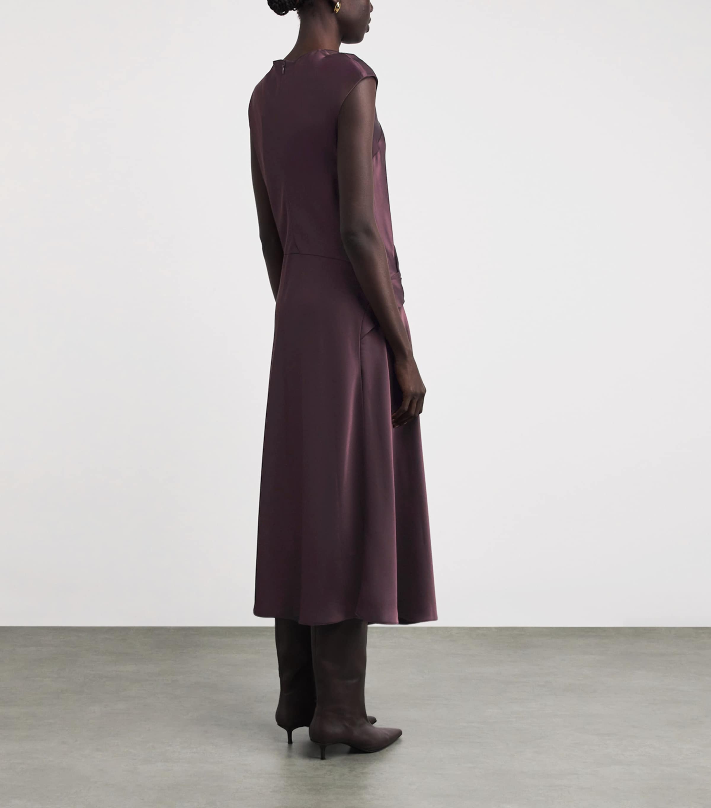 Satin Twisted Midi Dress HFR-DEEP PLUM Image 3