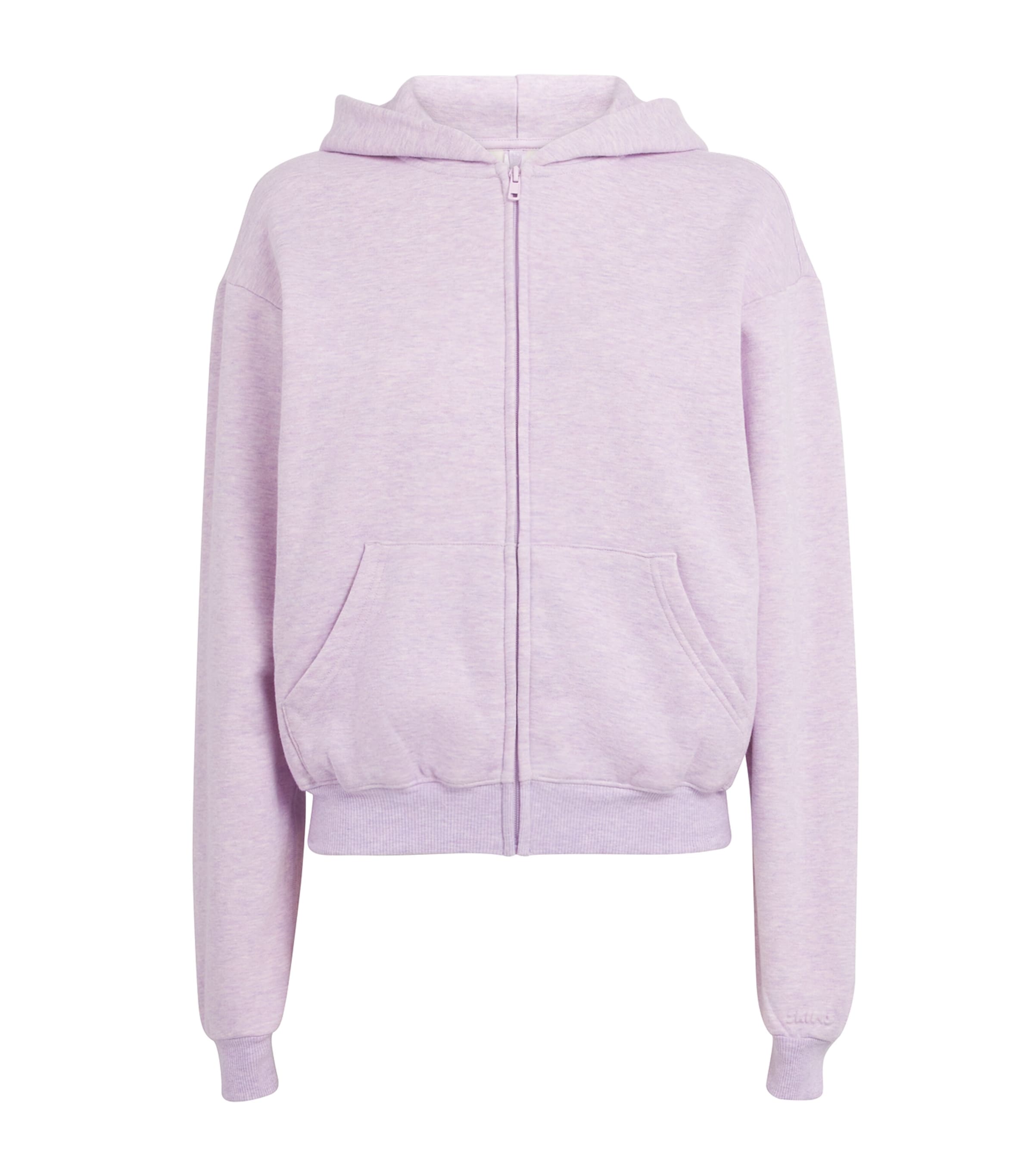 Skims Cotton Fleece Blend Classic Zip-up Hoodie In Pink