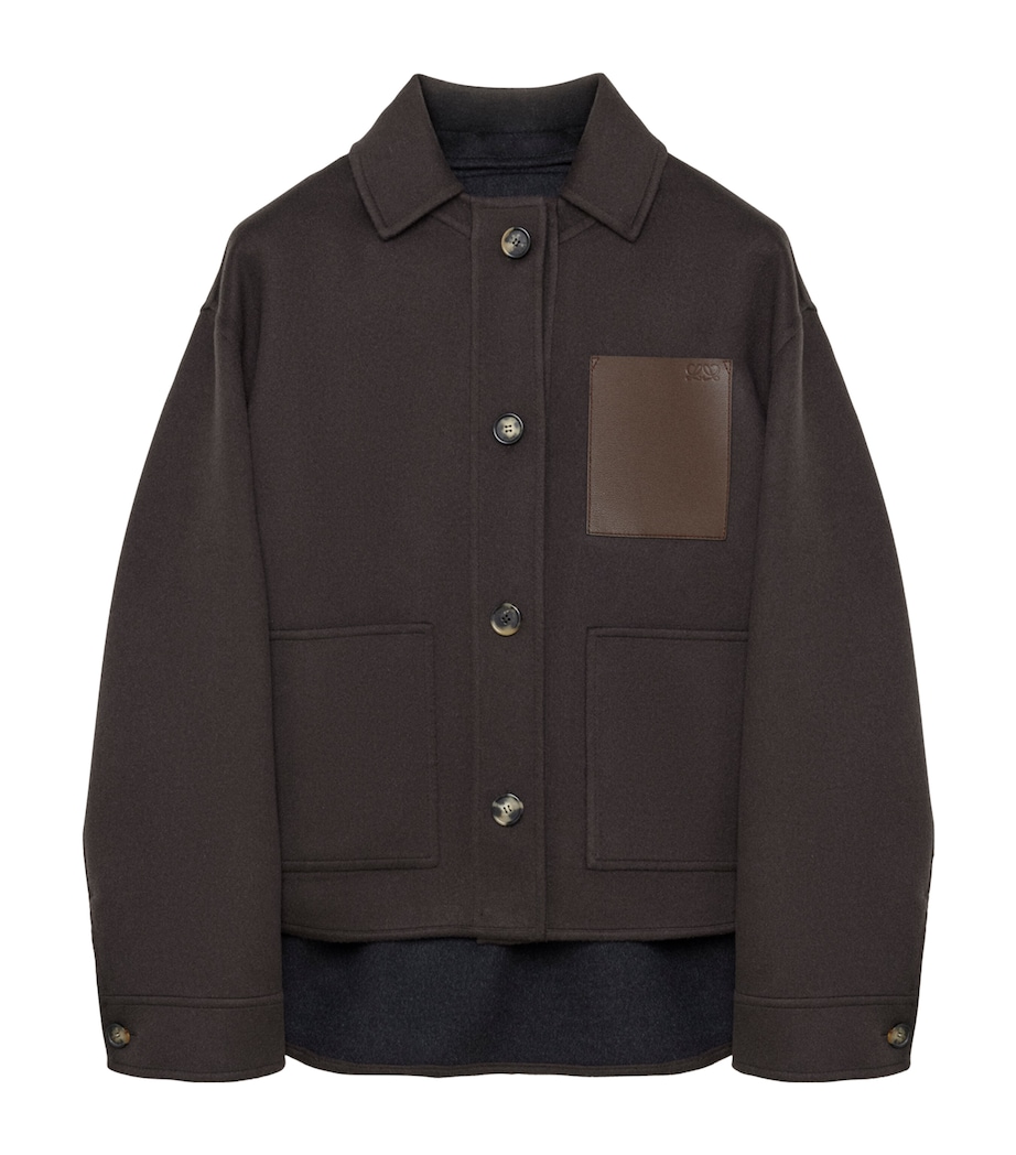 LOEWE Womens Wool-Cashmere Workwear Jacket Brown/grey Image 1