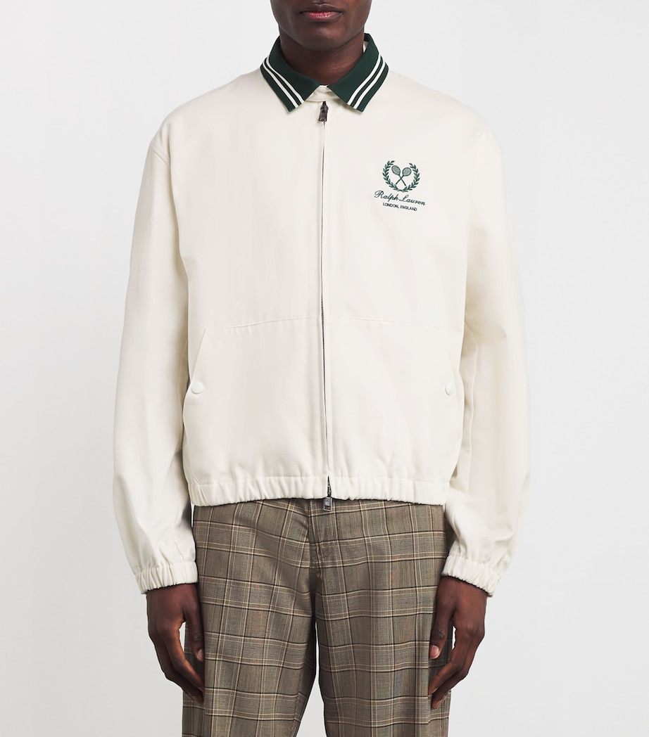 Ralph Lauren Purple Label Mens x Wimbledon Crest Bomber Jacket Moss Agate Clas Image 3