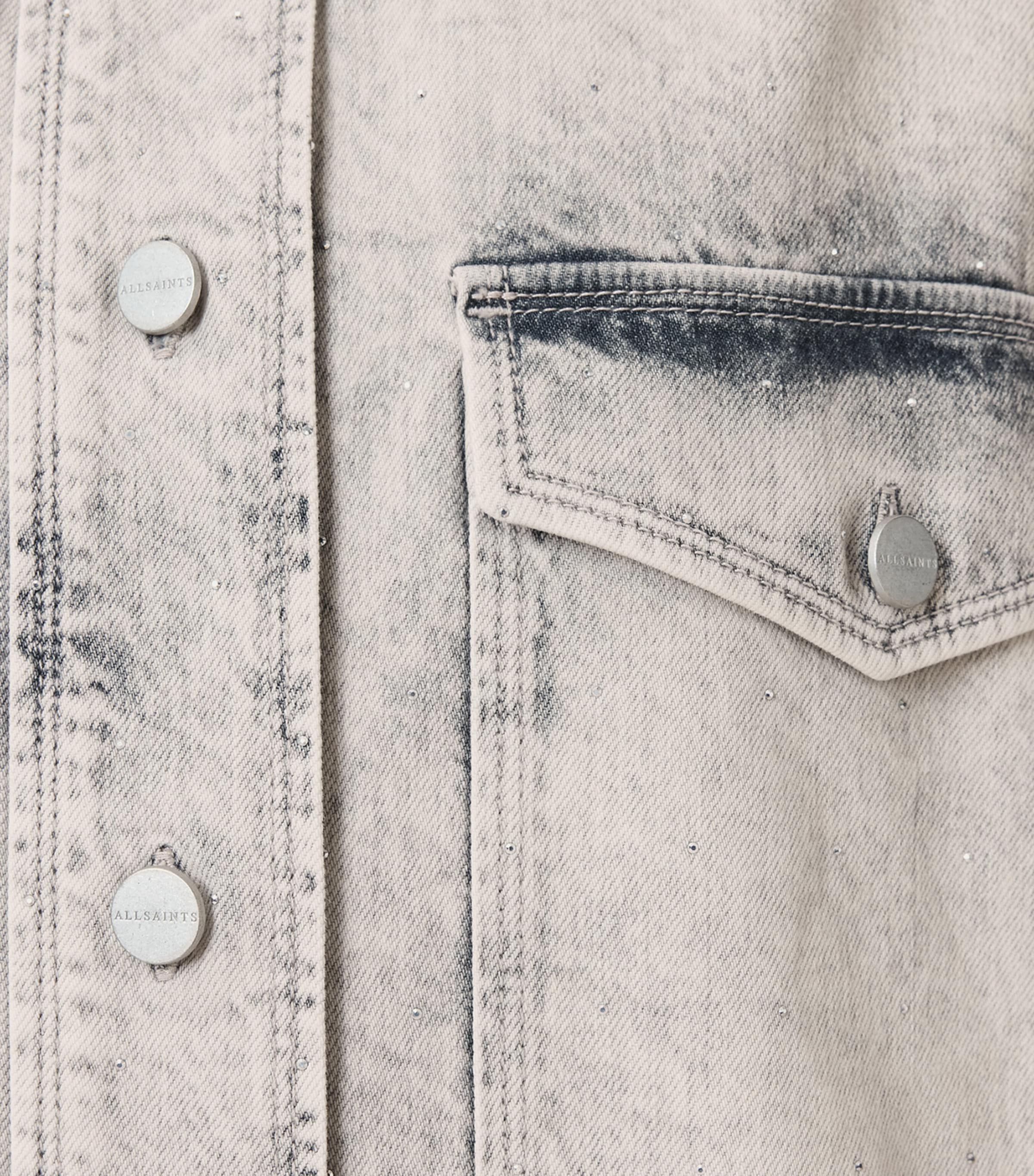 Organic Denim Faye Mini Shirt Dress SNOW GREY Image 5