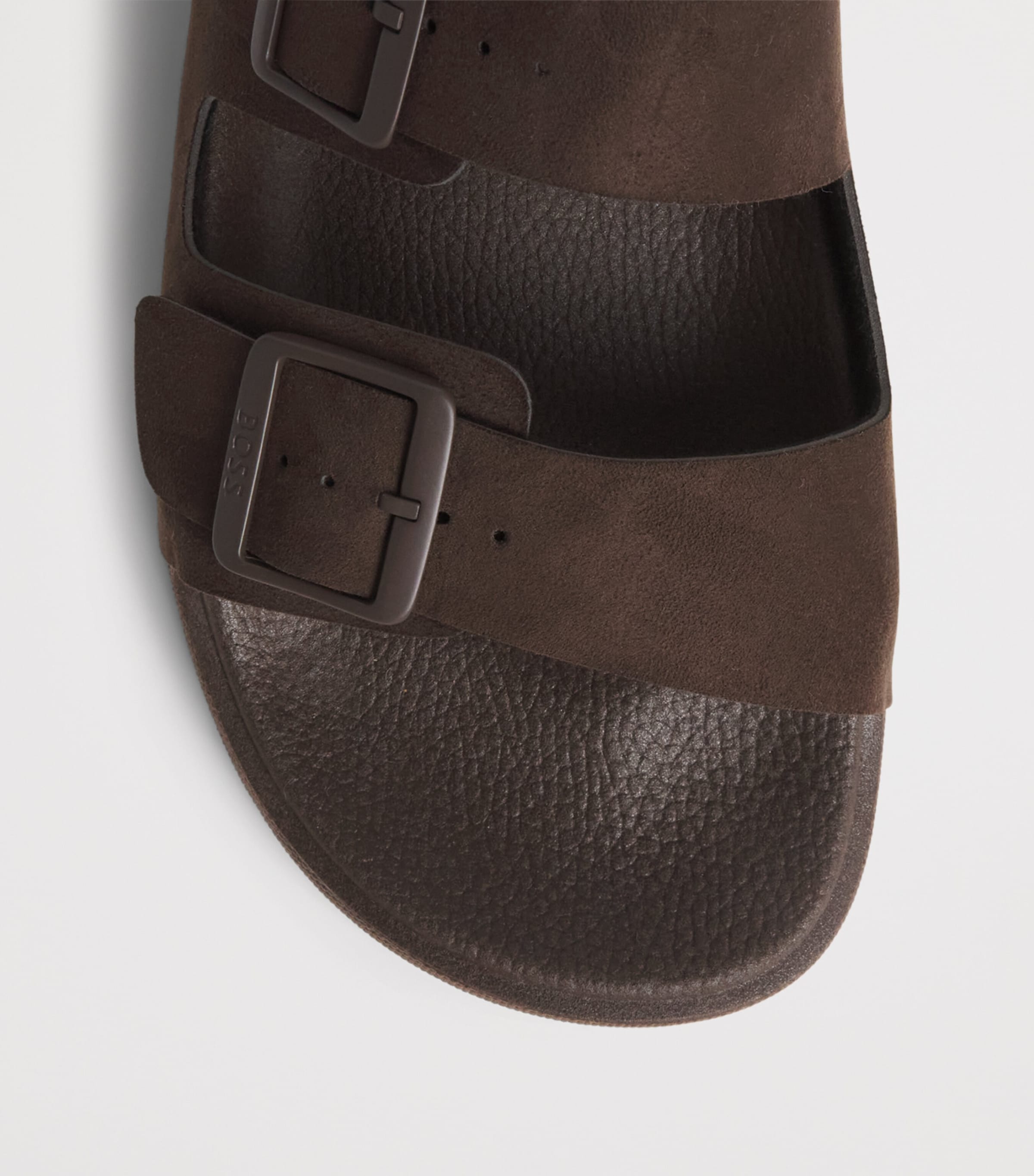 BOSS Faux Suede Surfley Slides Dark Brown Image 6