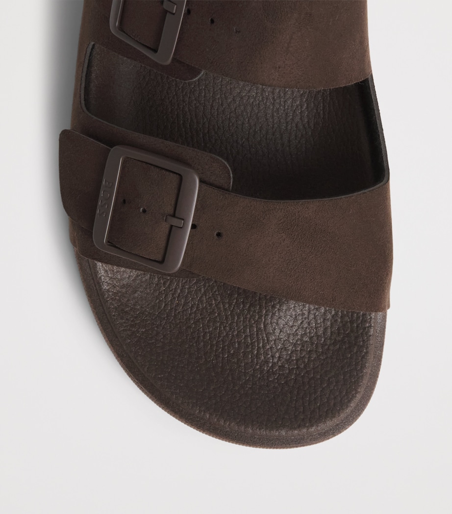 BOSS Faux Suede Surfley Slides Dark Brown Image 6