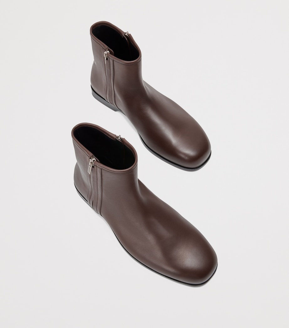 LOEWE Leather Bobine Ankle Boots Cacao Image 3