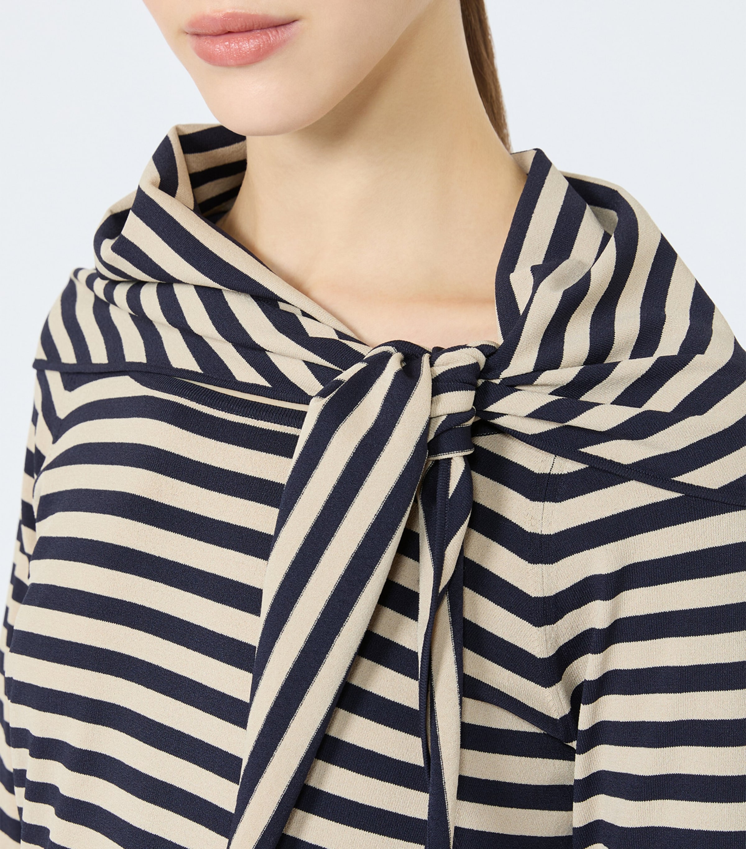 Max Mara Womens Scarf-Detail Stripe T-Shirt Stone Image 6