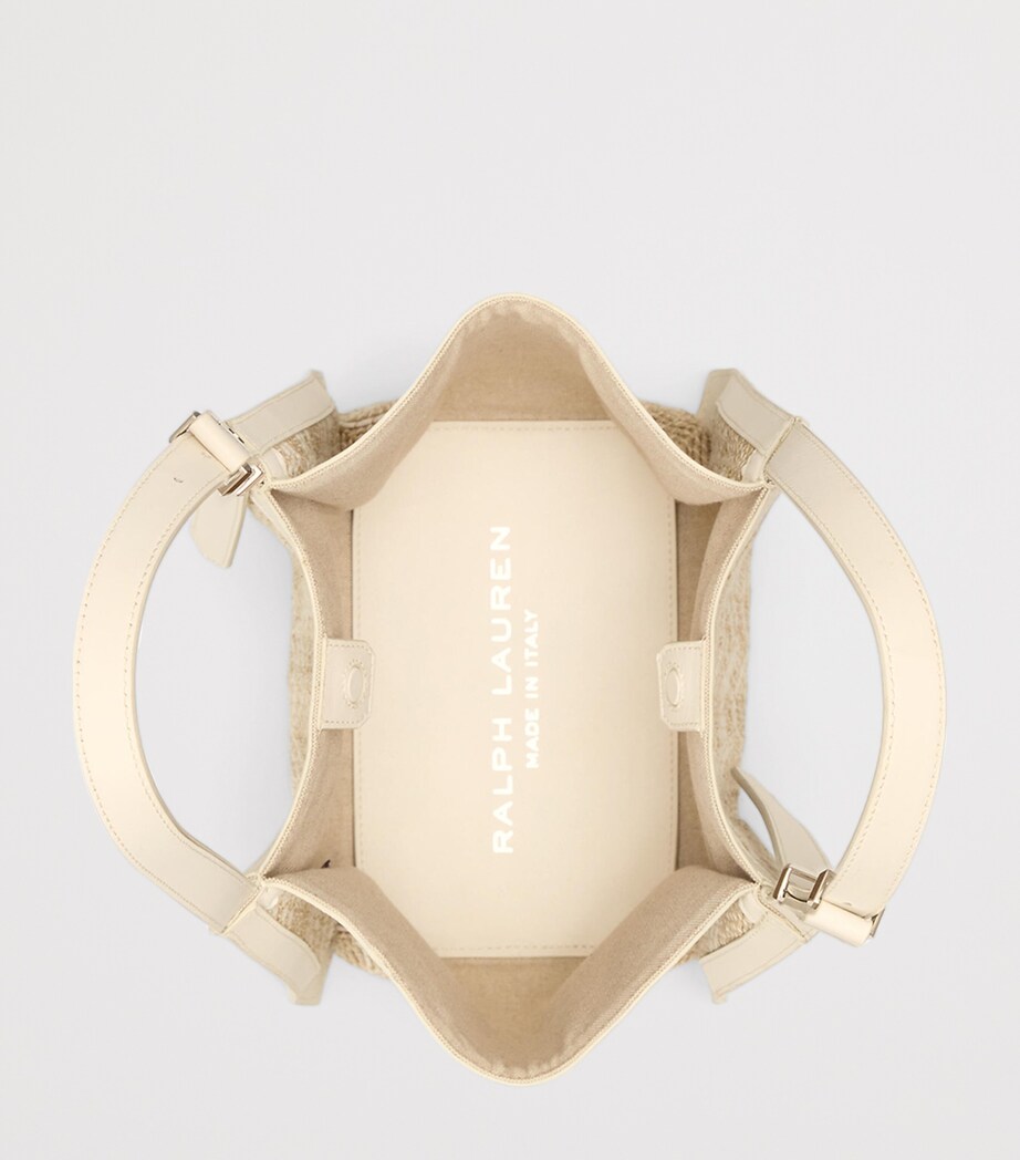 Leather-Trim Woven Ralph Shoulder Bag LIGHT SAND Image 3