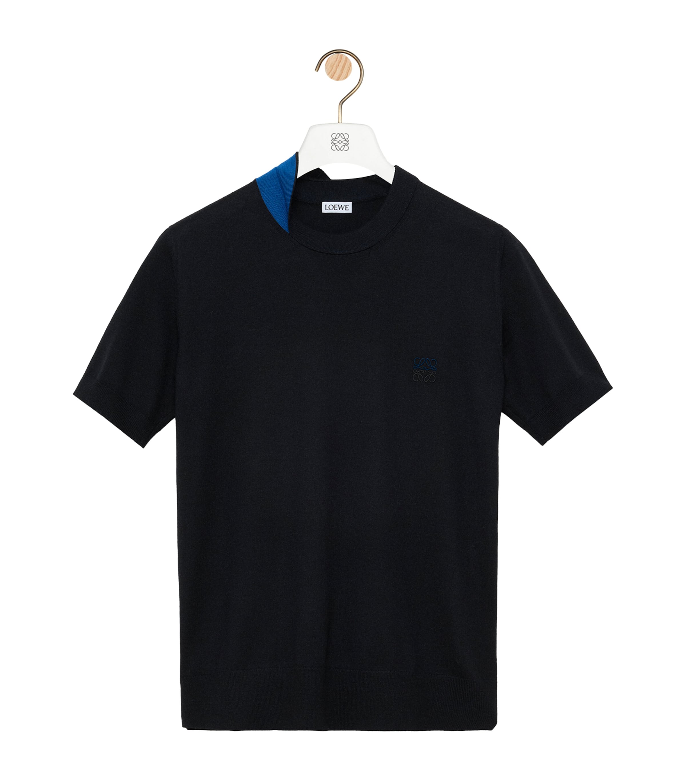 LOEWE Womens Wool-Blend Anagram Top Black/navy Blue Image 1