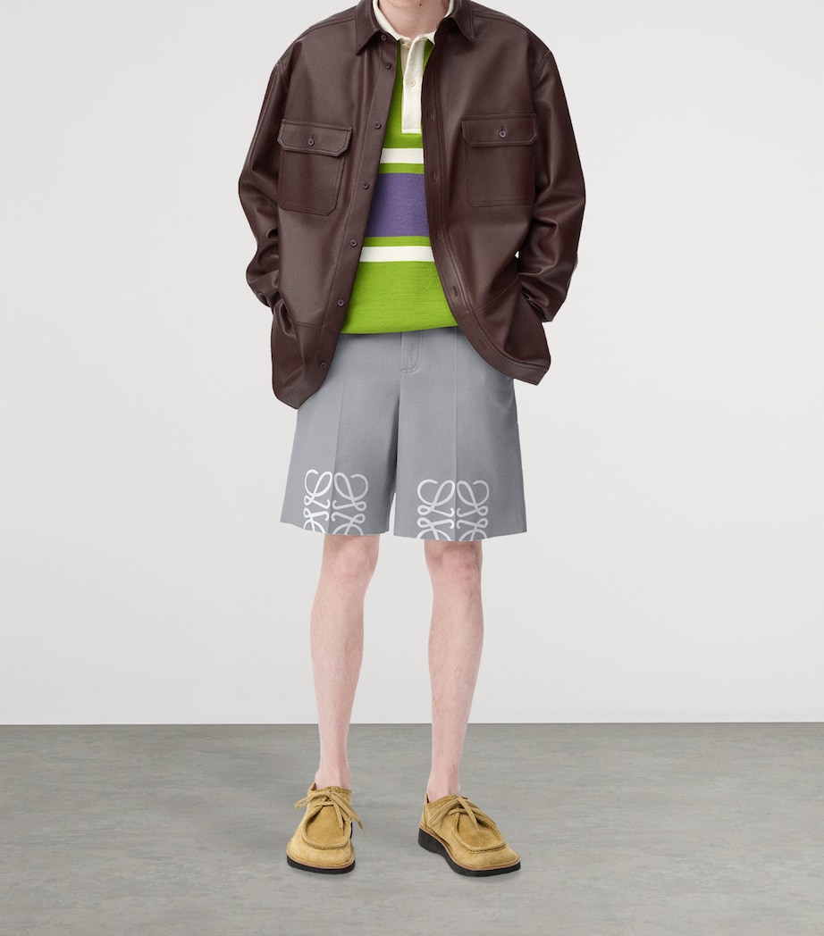 LOEWE Mens Leather Overshirt Chocolate Brown Image 2